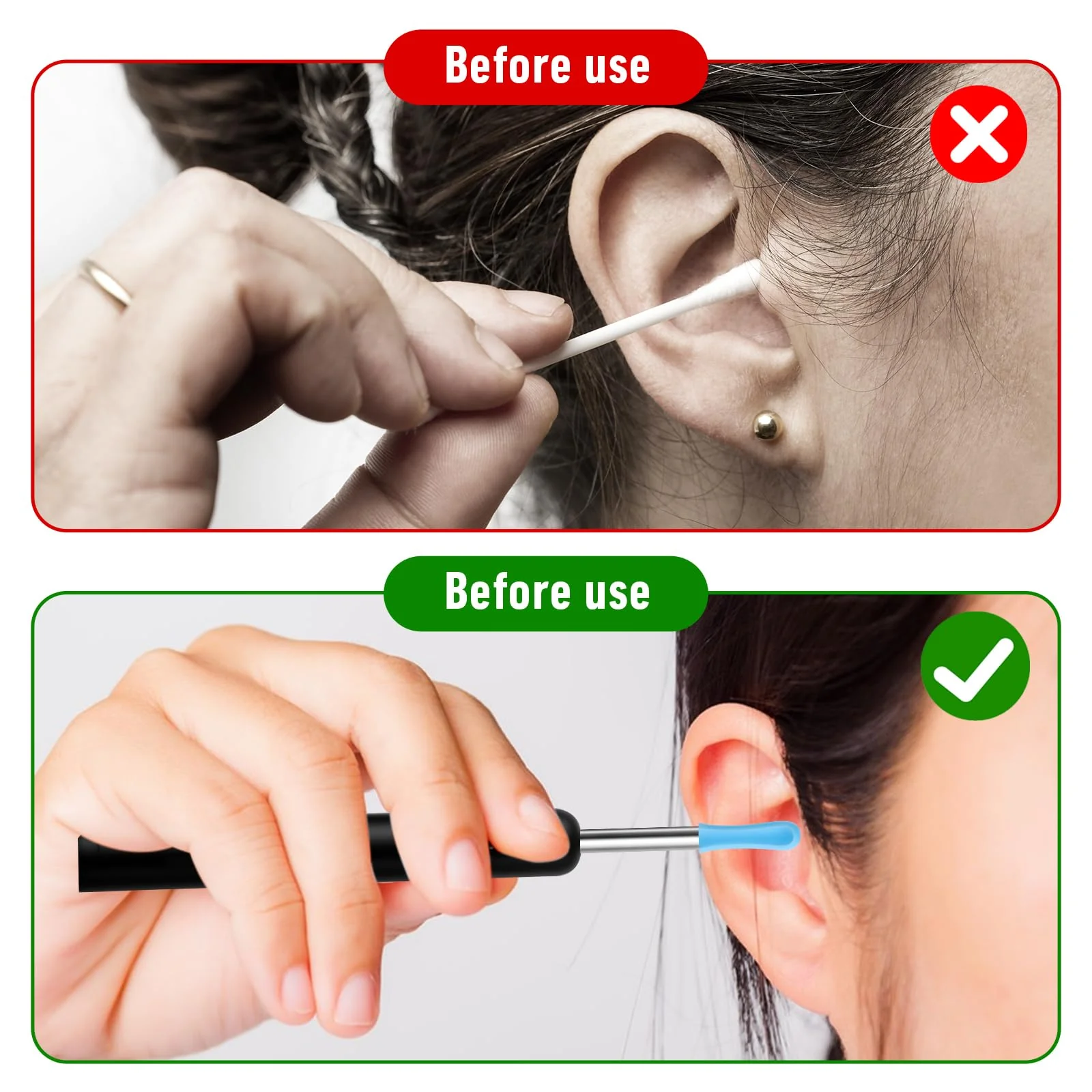 120 Pcs Ear Wax Removal Cleaner Tips,Ear Wax Removal Replacement Tips for Ears Camera, Silicone Ears Spoon Tip for Wet Dry Earspoon Accessories Set for Adult Earwax Remover Endoscope - Image 2