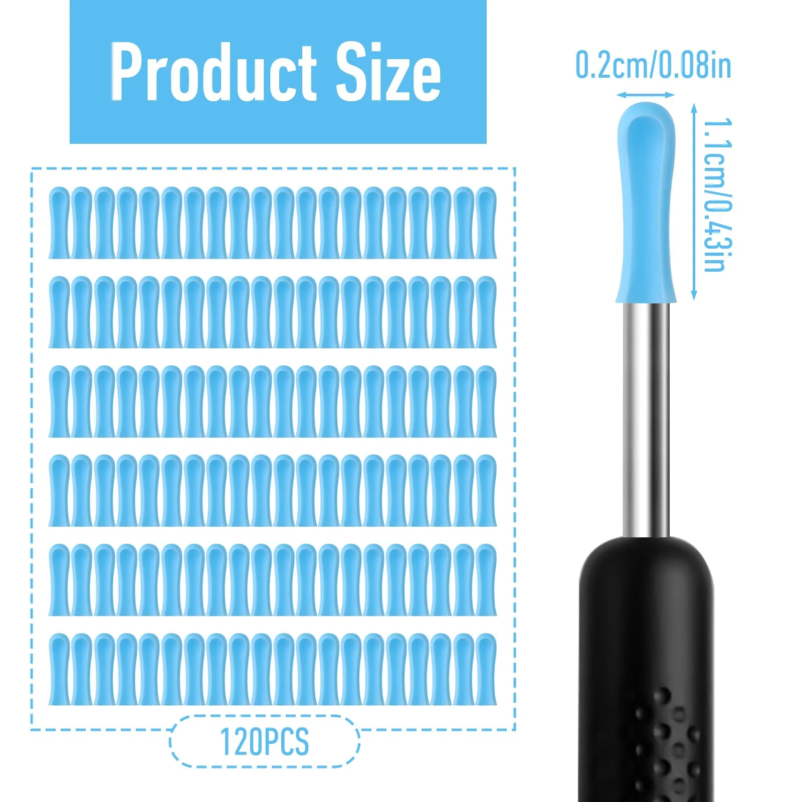 120 Pcs Ear Wax Removal Cleaner Tips,Ear Wax Removal Replacement Tips for Ears Camera, Silicone Ears Spoon Tip for Wet Dry Earspoon Accessories Set for Adult Earwax Remover Endoscope - Image 4
