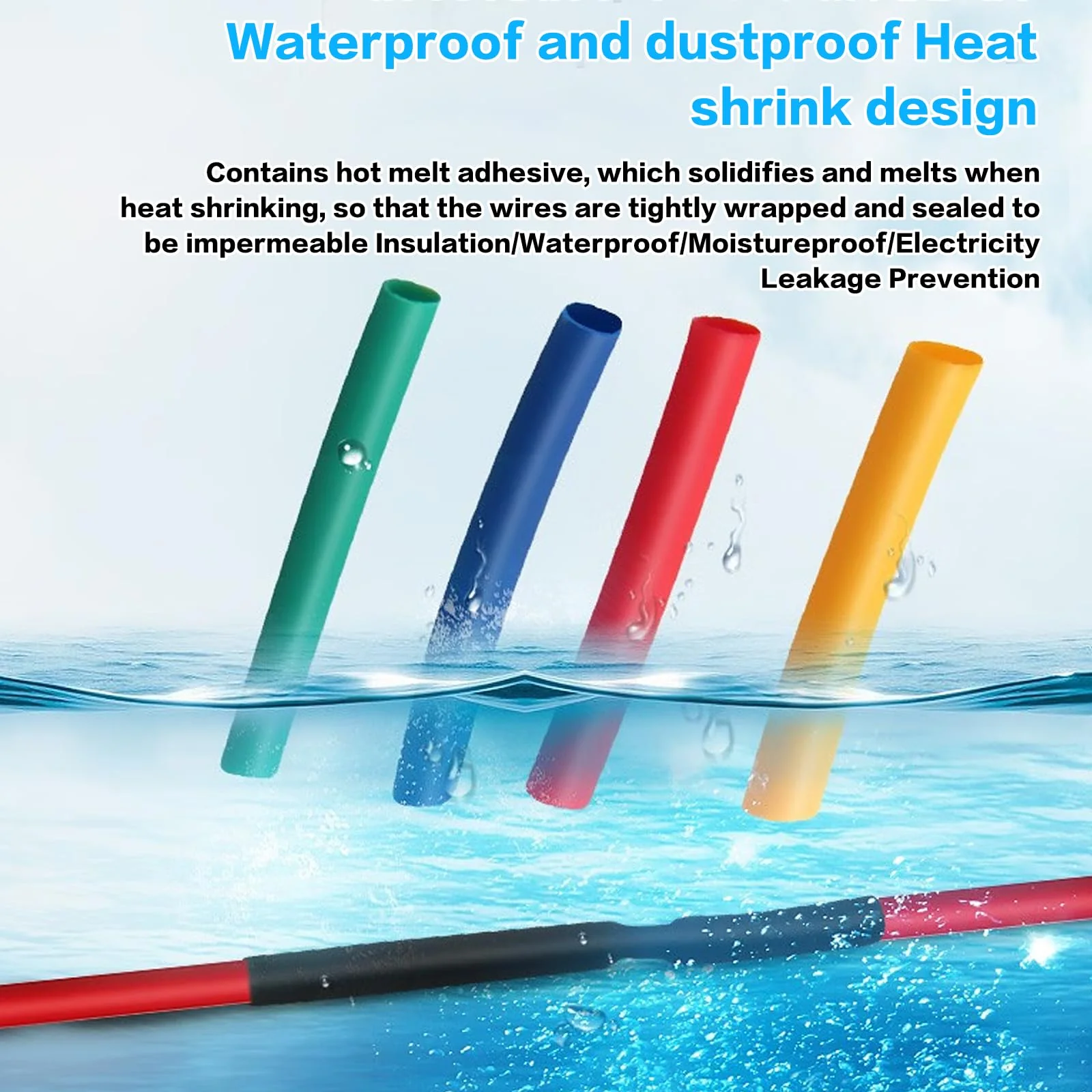 1250 Piece Heat Shrink Tube Set, Heat Shrink Tubing, 2:1 Ratio Insulation Hose, Heat Shrink Tube Assortment, Electrical Wire Cable, Heat Shrink Tube Kit, for Insulating & Repairing Cables - Image 4