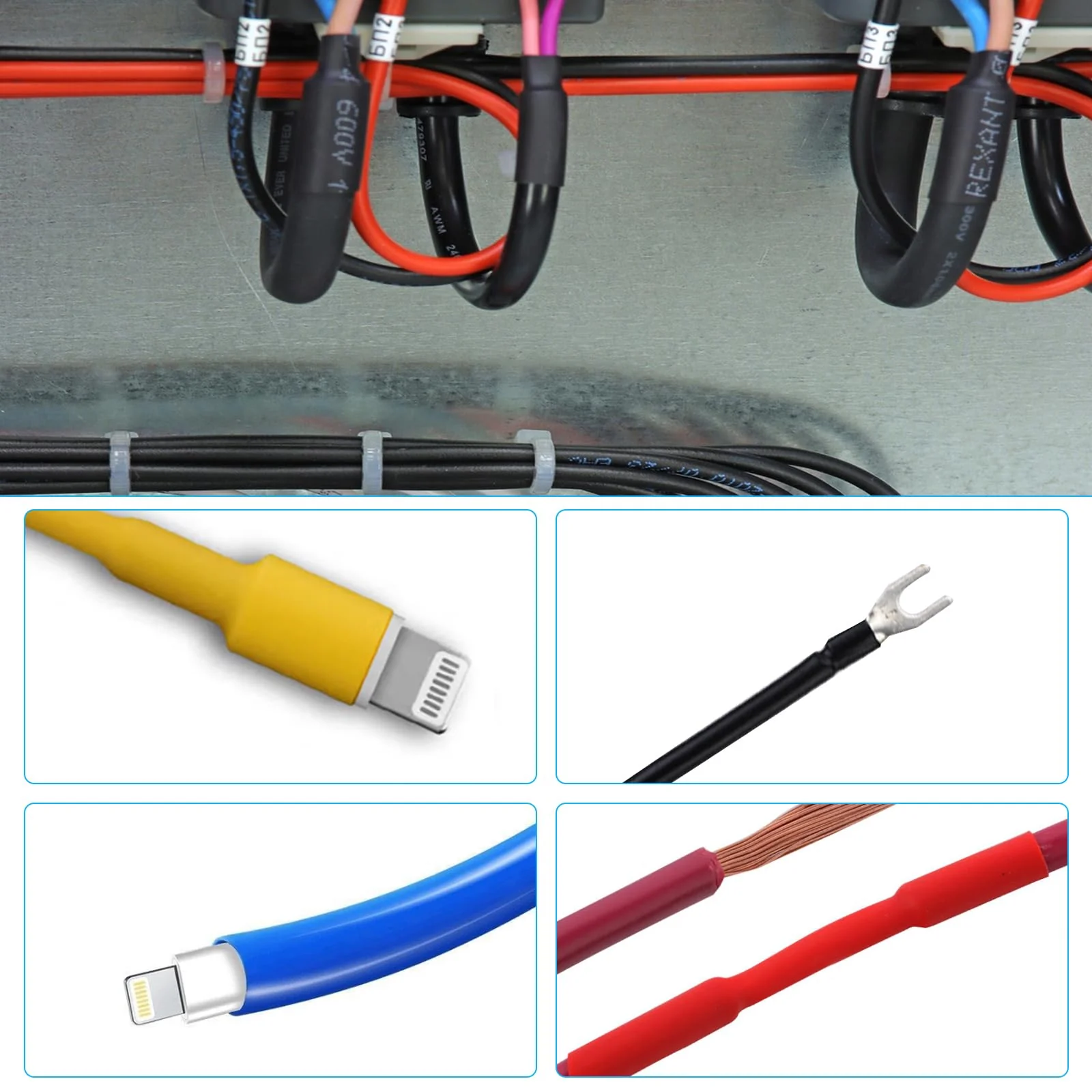 1250 Piece Heat Shrink Tube Set, Heat Shrink Tubing, 2:1 Ratio Insulation Hose, Heat Shrink Tube Assortment, Electrical Wire Cable, Heat Shrink Tube Kit, for Insulating & Repairing Cables - Image 6