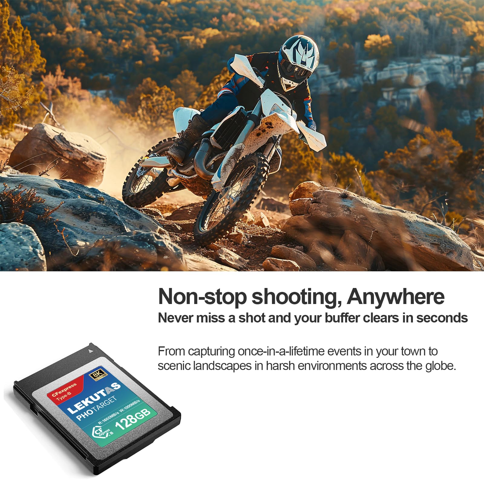 128GB CFexpress Type B Memory Card, R1600MB/s W1000MB/s CFX xqd Cards Type B for Cameras 8K RAW, Compatible with Nikon Z6/Z7/Z9/D6/D850, Canon EOS-1DXMark III/EOS-R5, S1/S1R, DJI Ronin 4D 128GB - Image 3