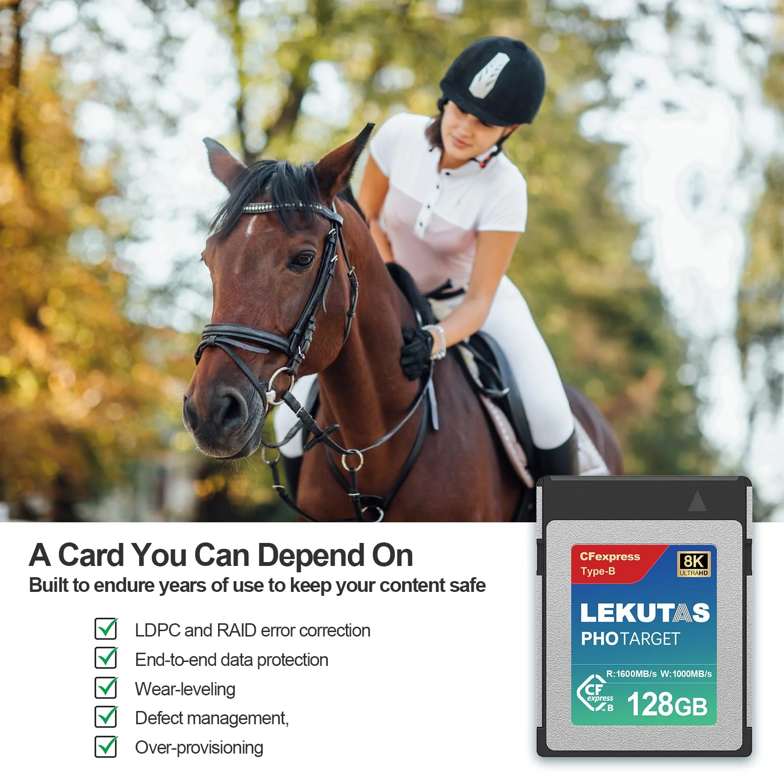 128GB CFexpress Type B Memory Card, R1600MB/s W1000MB/s CFX xqd Cards Type B for Cameras 8K RAW, Compatible with Nikon Z6/Z7/Z9/D6/D850, Canon EOS-1DXMark III/EOS-R5, S1/S1R, DJI Ronin 4D 128GB - Image 4