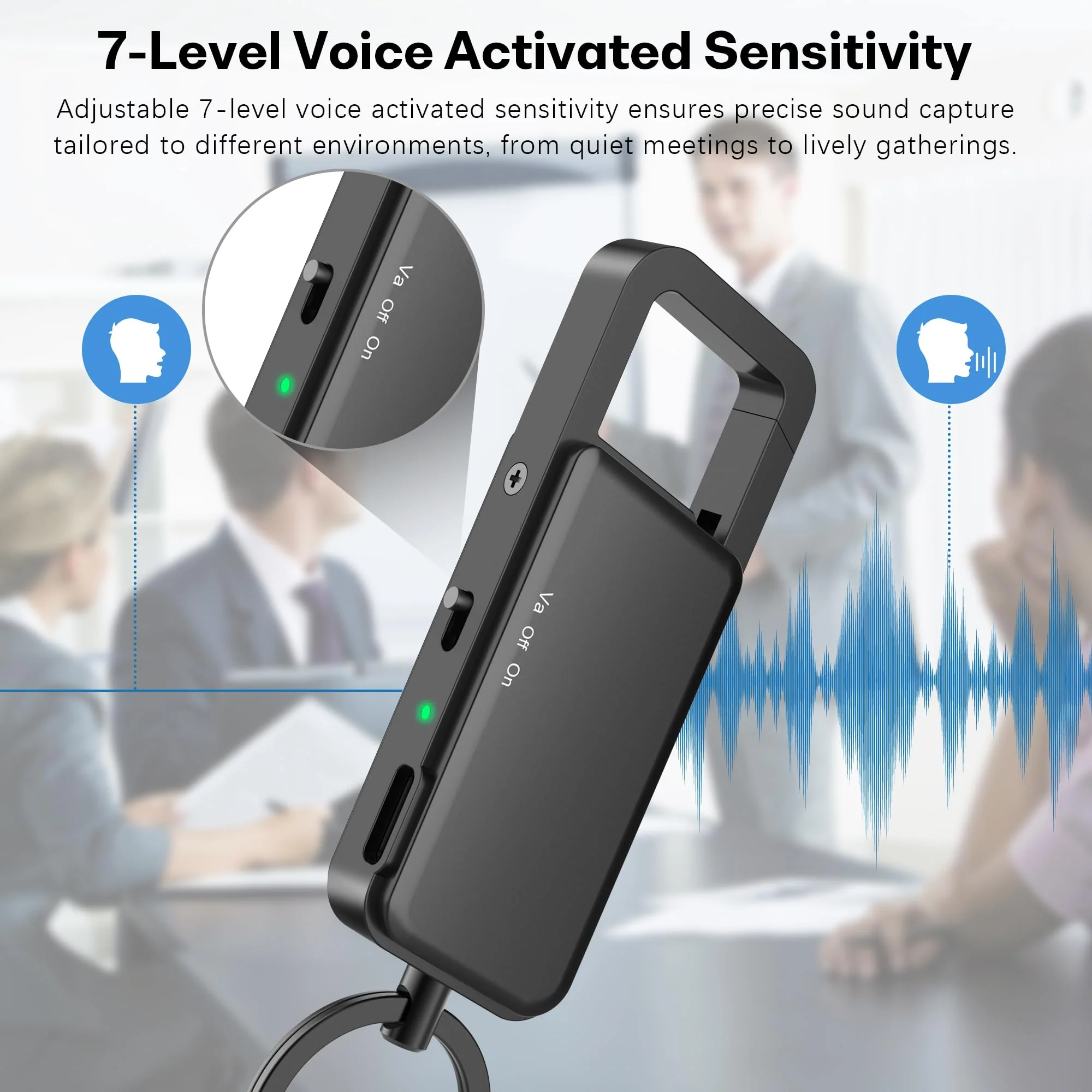 128GB Digital Voice Recorder – 9000 Hours Storage, 24-Hour Battery, Intelligent Noise Reduction, USB-C Voice Activated Audio Recorder for Meetings, Lectures, Interviews 128GB - Image 2