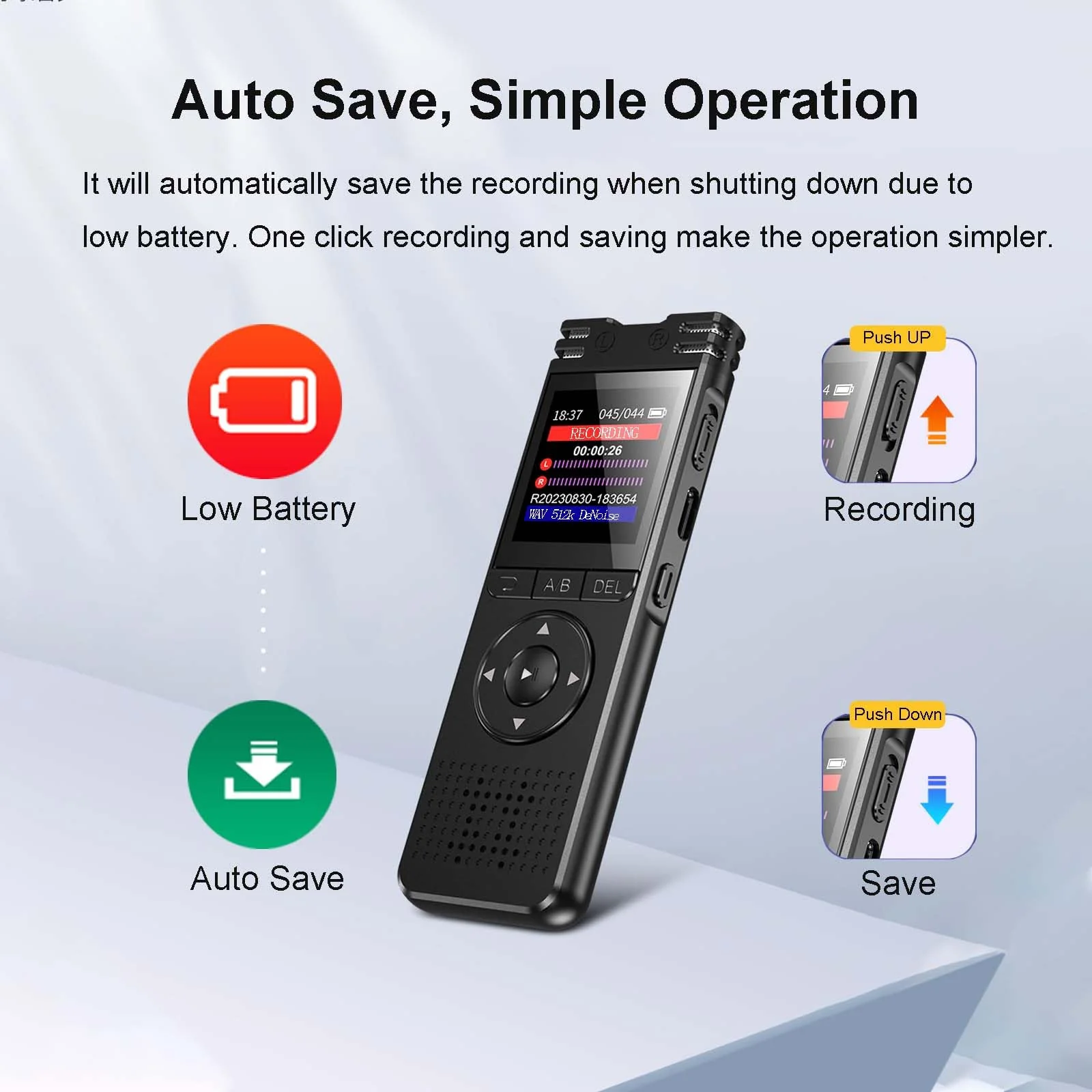 128GB Digital Voice Recorder with Playback Upgraded Voice Activated Recording with Premium Noise Reduction Dictaphone Device Perfect for Lectures Meetings Interviews - Image 7