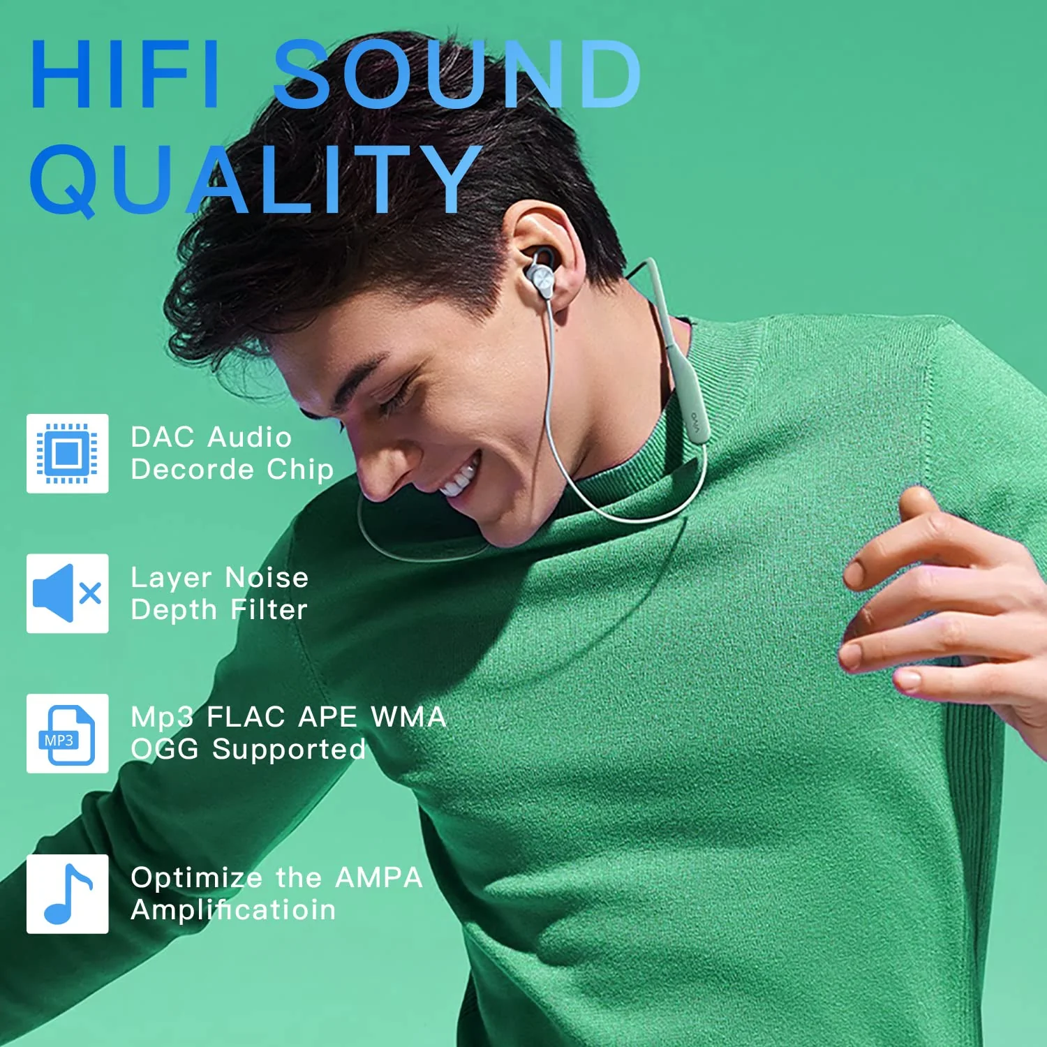 128GB MP3 Player with Bluetooth 5.2, AiMoonsa Music Player with Built-in HD Speaker, FM Radio, Voice Recorder, HiFi Sound, E-Book Function, Earphones Included (Black 128G) Black 128G - Image 2