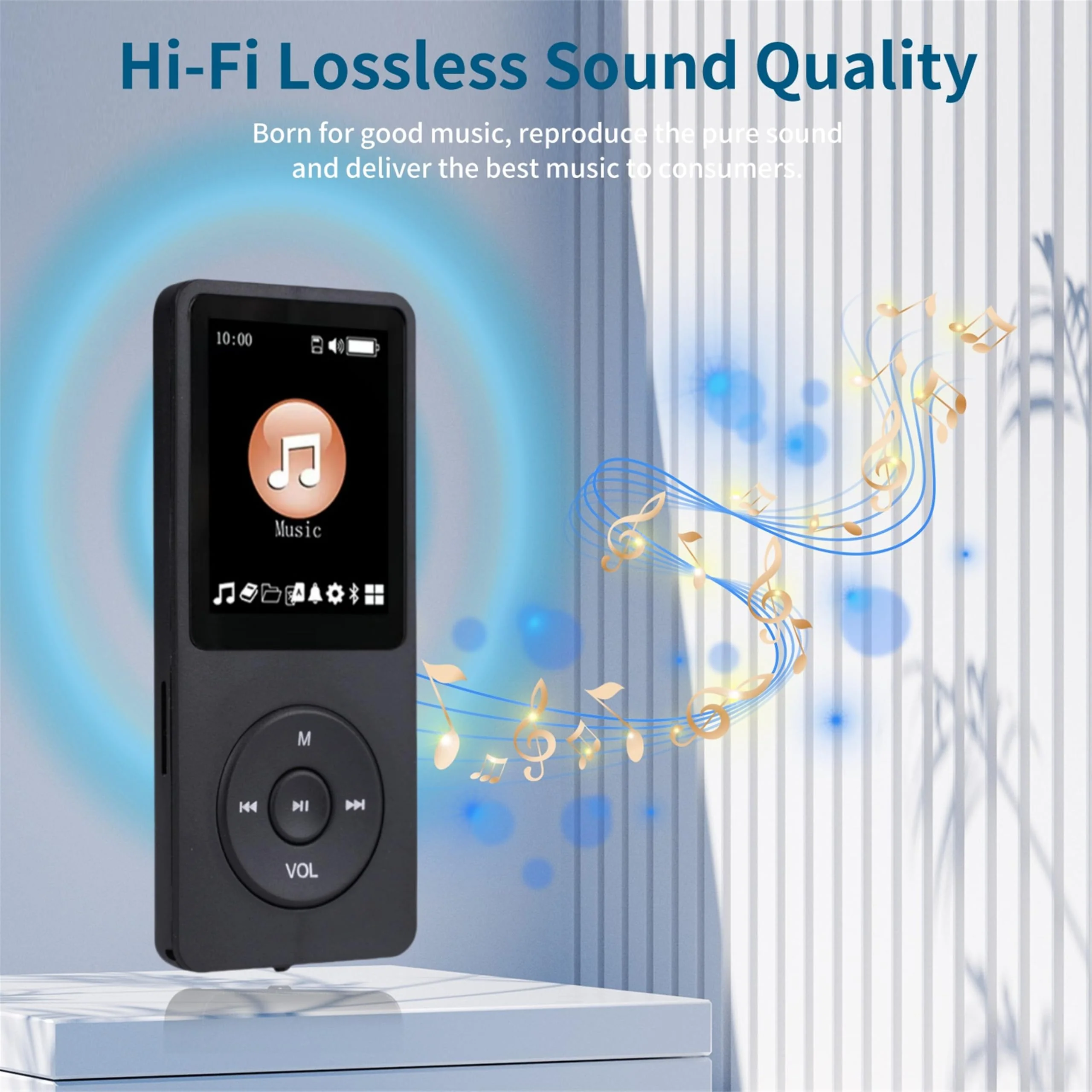 128GB MP3 Player with Bluetooth 5.2 Portable Multi-Function Music Player with HD Speaker,FM Radio, Voice Recorder, E-Book Slim Design Metal Shell (Earphones Included) Black - Image 4