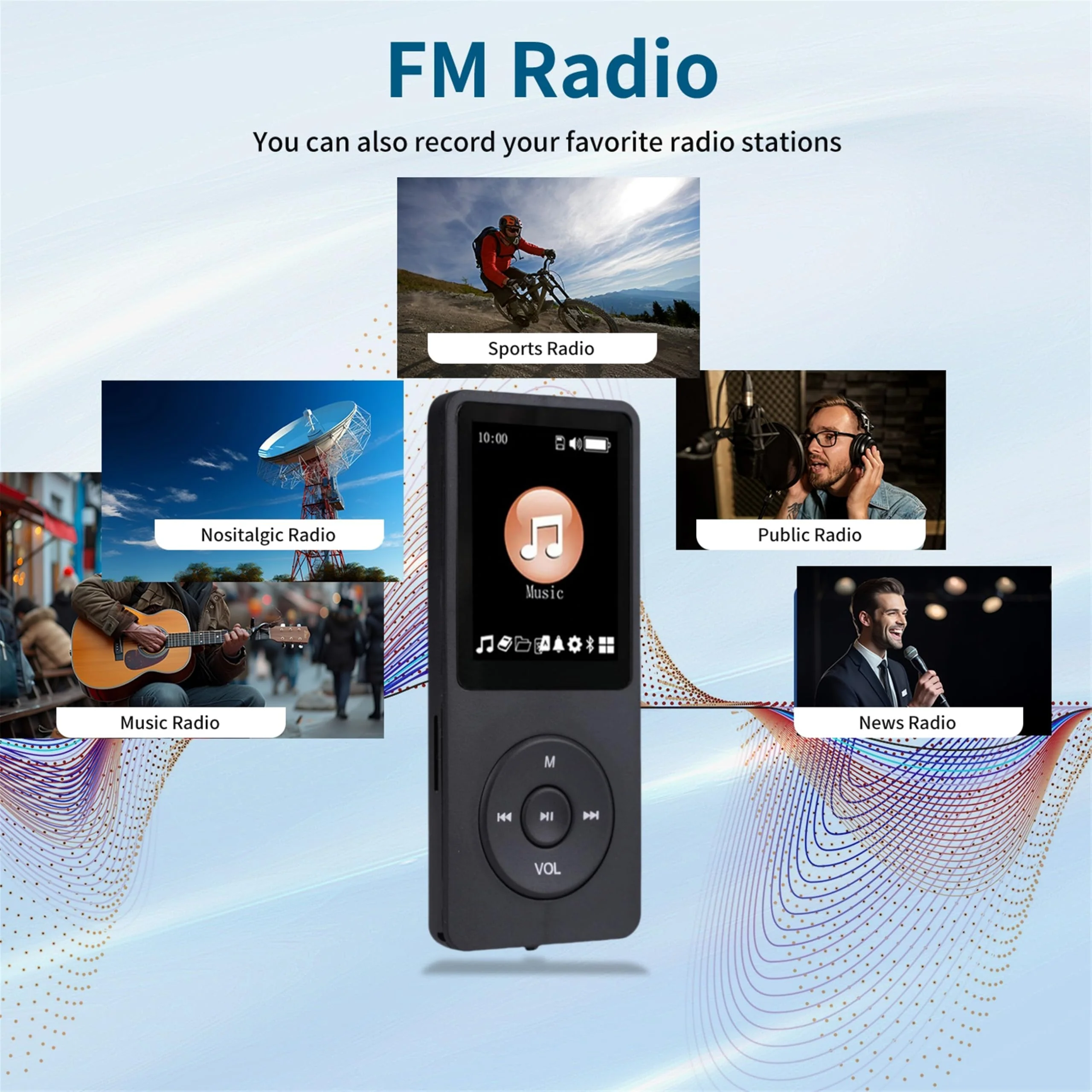 128GB MP3 Player with Bluetooth 5.2 Portable Multi-Function Music Player with HD Speaker,FM Radio, Voice Recorder, E-Book Slim Design Metal Shell (Earphones Included) Black - Image 6