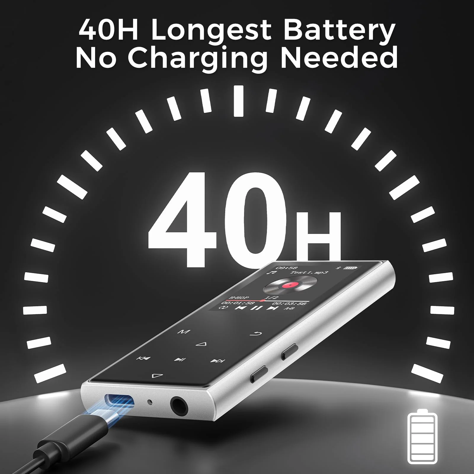 128GB MP3 Player with Bluetooth 5.3, AGXOV Music Player with Built-in HD Speaker, FM Radio, Voice Recorder, HiFi Sound, E-Book, Earphones Included (1.77''128GB) 1.77''128GB - Image 4