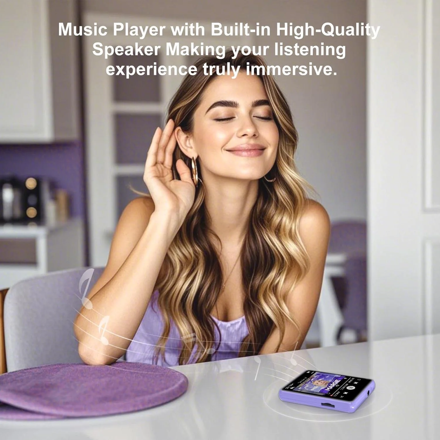 128GB MP3 Player with Bluetooth 5.4, ZAQE 2.4" Portable Multifunctional Music Bluetooth MP3 Player with Speaker, FM Radio, Voice Recorder, Alarm Clock 128GB-Purple - Image 7