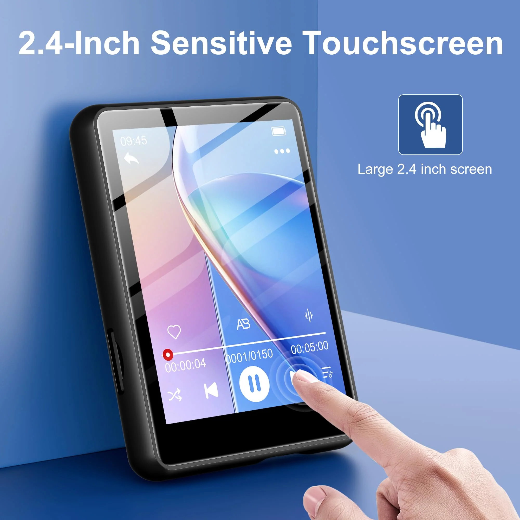 128GB MP3 Player with Bluetooth Black- SWOFY M4 Music Player with Bluetooth 5.4, 2.4" Portable HiFi MP3 Player with FM Radio, HD Speaker, E-Book,Voice Recorder, Digital Music Player Earphones Included 2.4" Black-128GB - Image 7