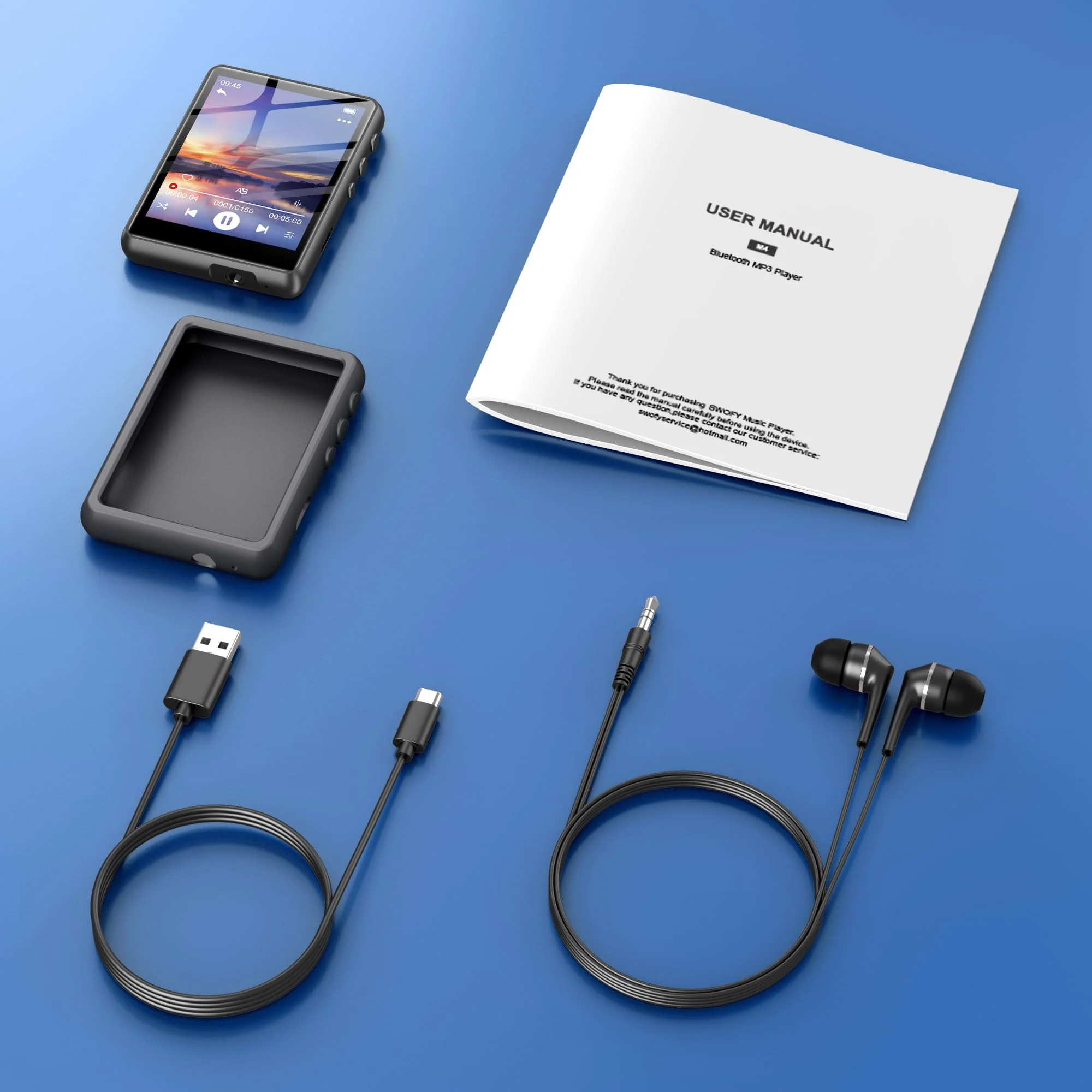 128GB MP3 Player with Bluetooth Black- SWOFY M4 Music Player with Bluetooth 5.4, 2.4" Portable HiFi MP3 Player with FM Radio, HD Speaker, E-Book,Voice Recorder, Digital Music Player Earphones Included 2.4" Black-128GB - Image 8