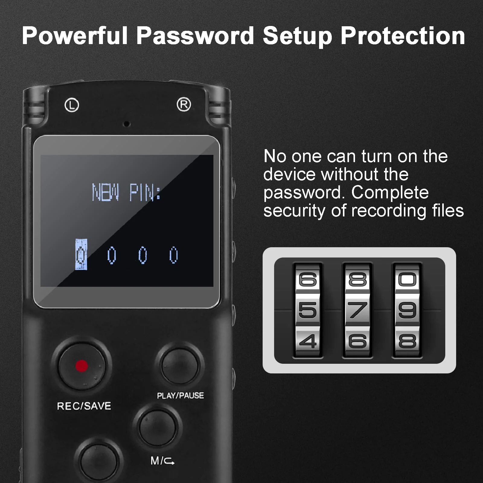 128GB Ultra-Large Screen Digital Voice Recorder Voice Activated Recorder for Lectures Meetings Classes, Audio Recorder with Playback, Password, Variable Speed, Tape Recorder USB Charge, MP3 - Image 7