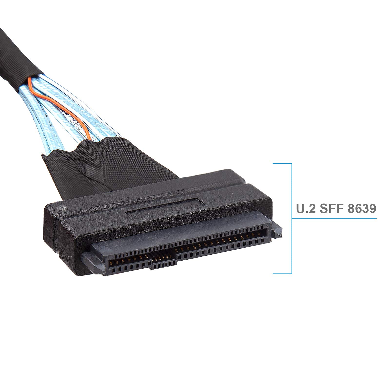 12G Internal Mini SAS SFF-8643 to U.2 SFF-8639 NVMe SSD Cable with 15 pin Male SATA Power Connector, PCIe 4.0, 85 Ohm, 1.6ft/0.5m 0.5 meter - Image 3