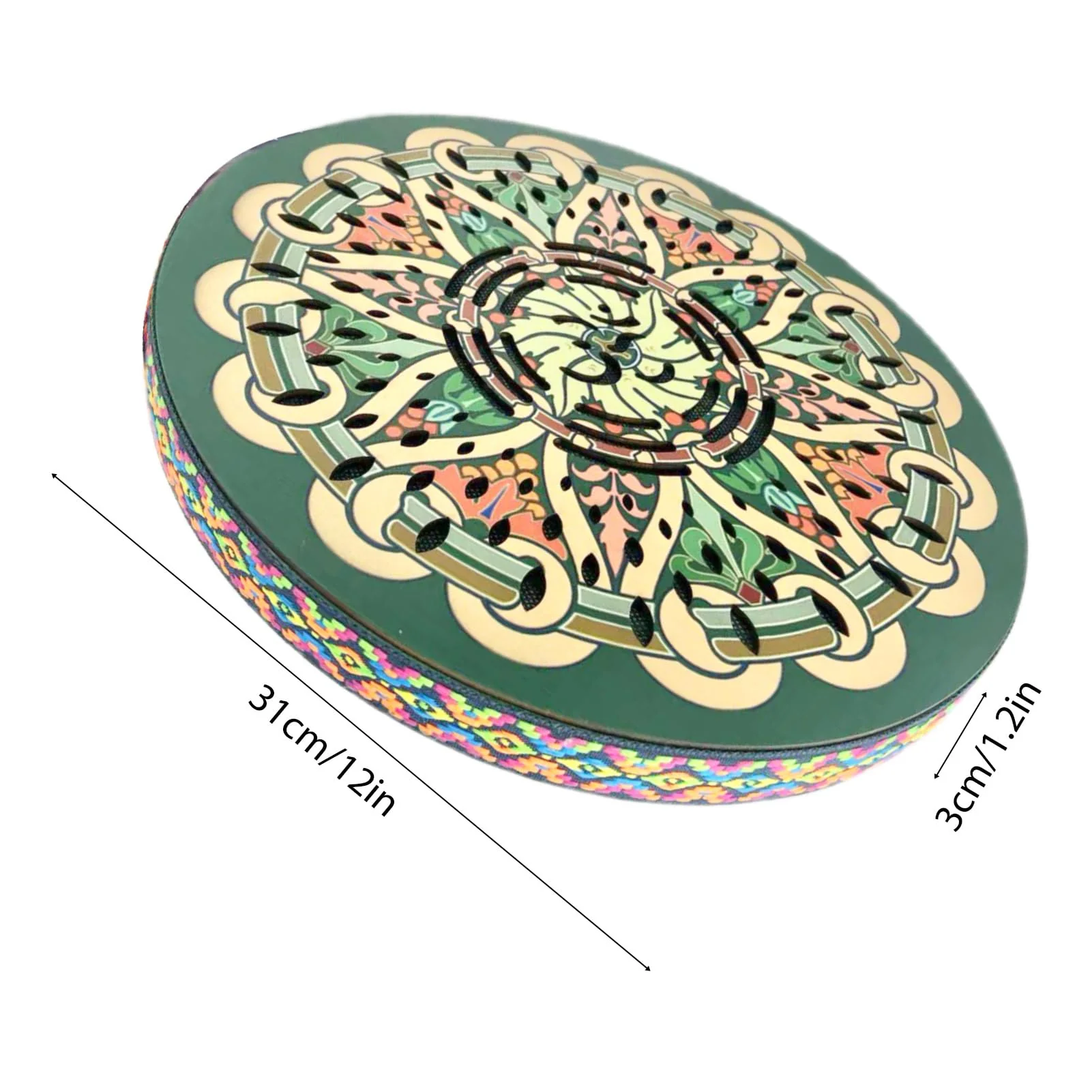 12INCH Ocean Drum,Sound Healing,Rain Disk "Water-Fall",Onomatopoeic Music,Gift For Yoga Meditation Performance Accompaniment（Green Flower） Green Flower - Image 2