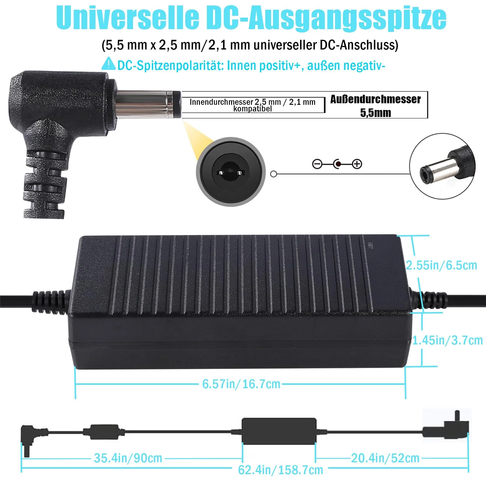 12V 10A Power Supply Adapter, AC 100V-240V to DC 12V 10A 120W Voltage Converter LED Transformer Power Supply 5.5 mm x 2.5/2.1 mm Plug for LED Strip Module Light CCTV Cameras 3D Printer 12 V, 10 A, 120 W - Image 2