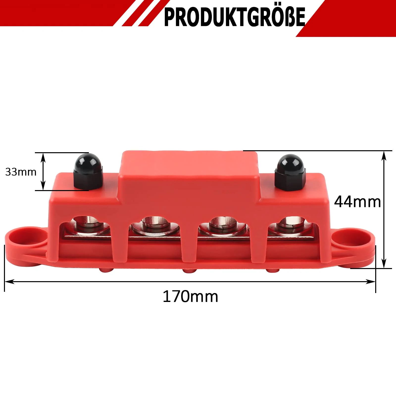 12V-48V DC BusBar Distribution Block 250A BusBar Box with 4 x M8 Terminal Bolts High Performance Module, Power Distribution Block Grounding Current for Car RV Boat Yacht (Red Black, 2 Pieces) 1 - Image 2