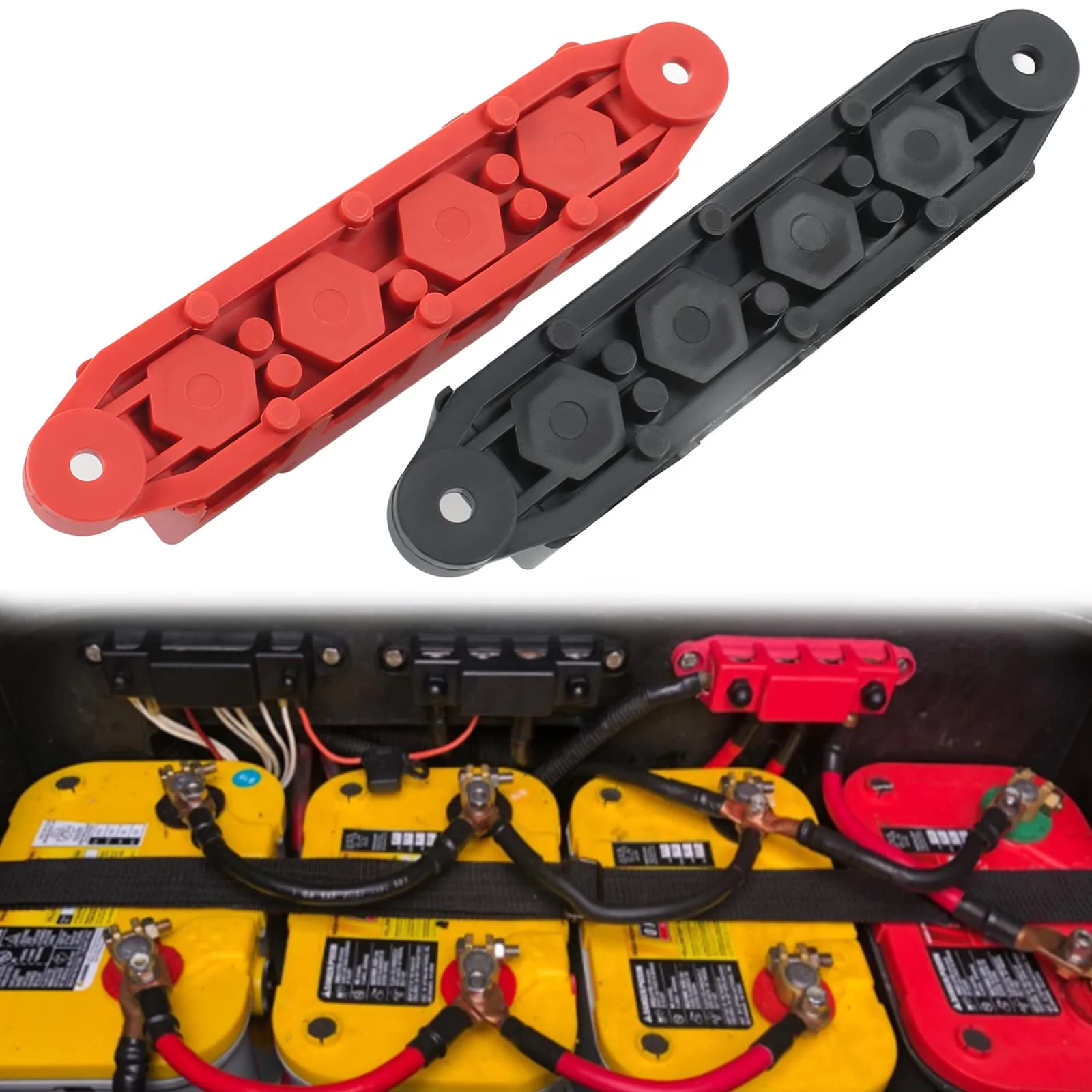 12V-48V DC BusBar Distribution Block 250A BusBar Box with 4 x M8 Terminal Bolts High Performance Module, Power Distribution Block Grounding Current for Car RV Boat Yacht (Red Black, 2 Pieces) 1 - Image 7