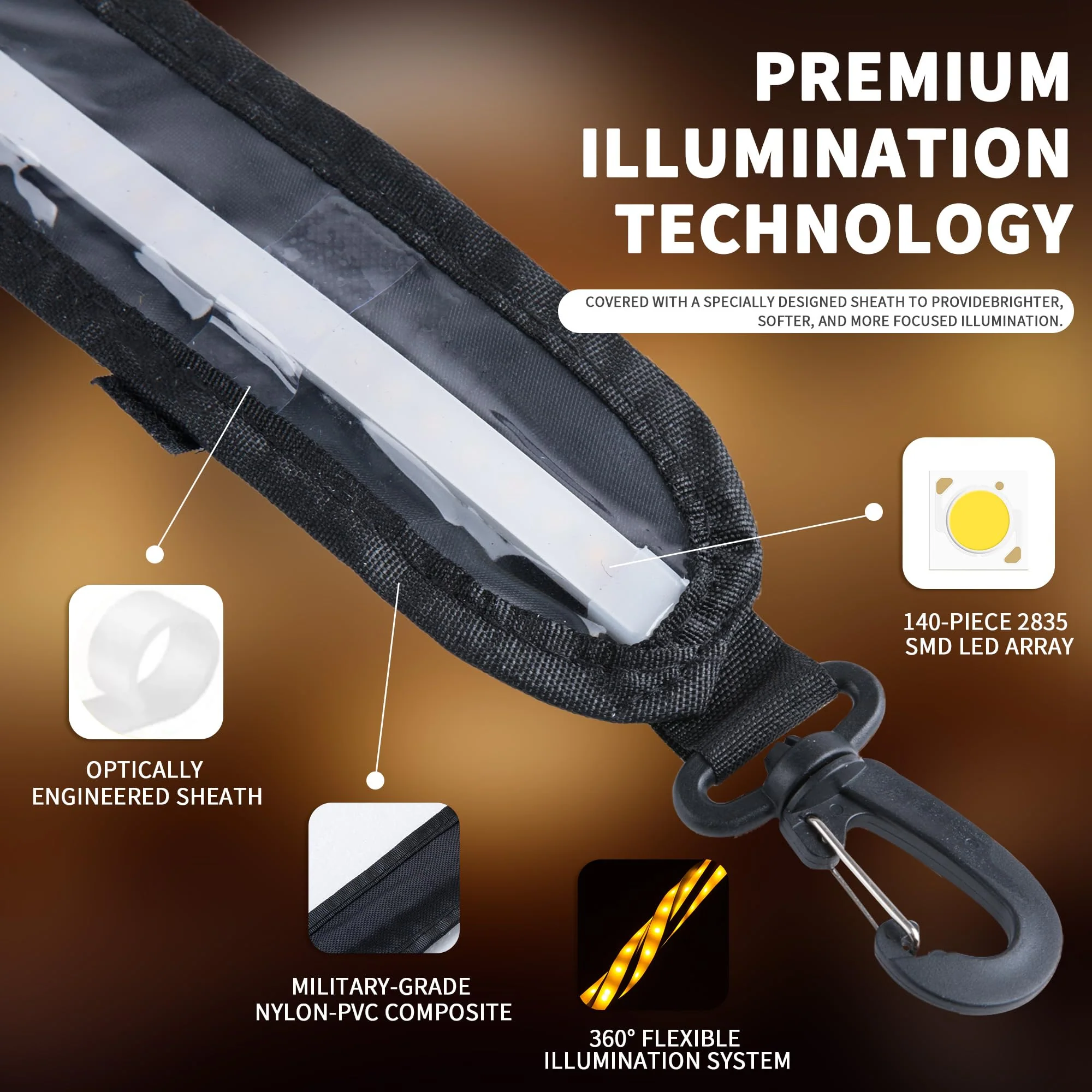 12V 4ft Led Light Strip Dimmable Camping Awning Light with 140 SMD 2835 LED Chips Cabinet Lights, Rv Accessories Waterproof IP67 Multi-Functional Use for Car Tent, Camper Motorhome White/1 set - Image 4