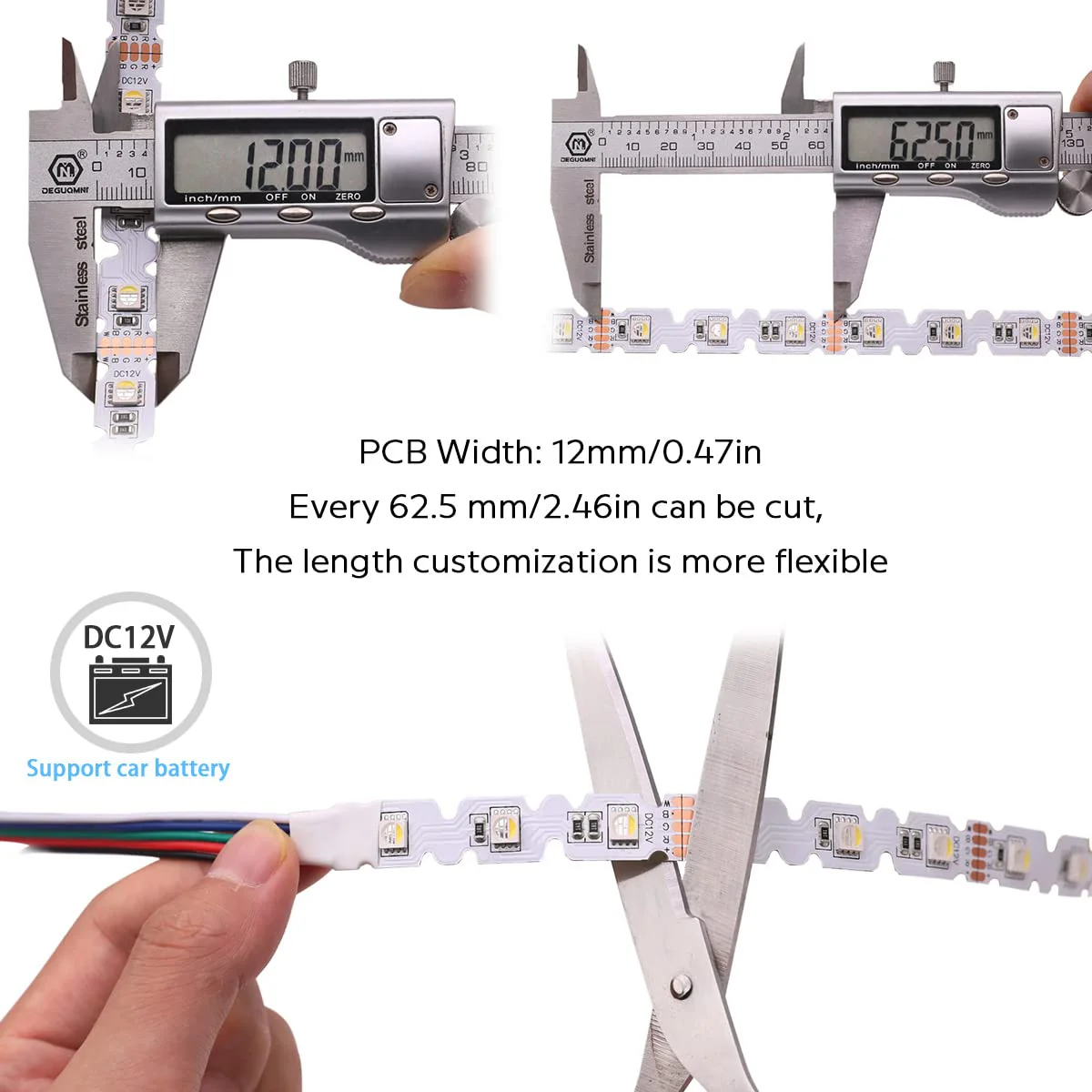 12V 4in1 RGBW LED Strip Lights 360° Bending S Shape RGB+6000K Daylight 16.4ft 240LEDs Dimmable RGBW Color Changing LED Light Strips for DIY Letters Irregular Lighting (RGB+6000K) - Image 2