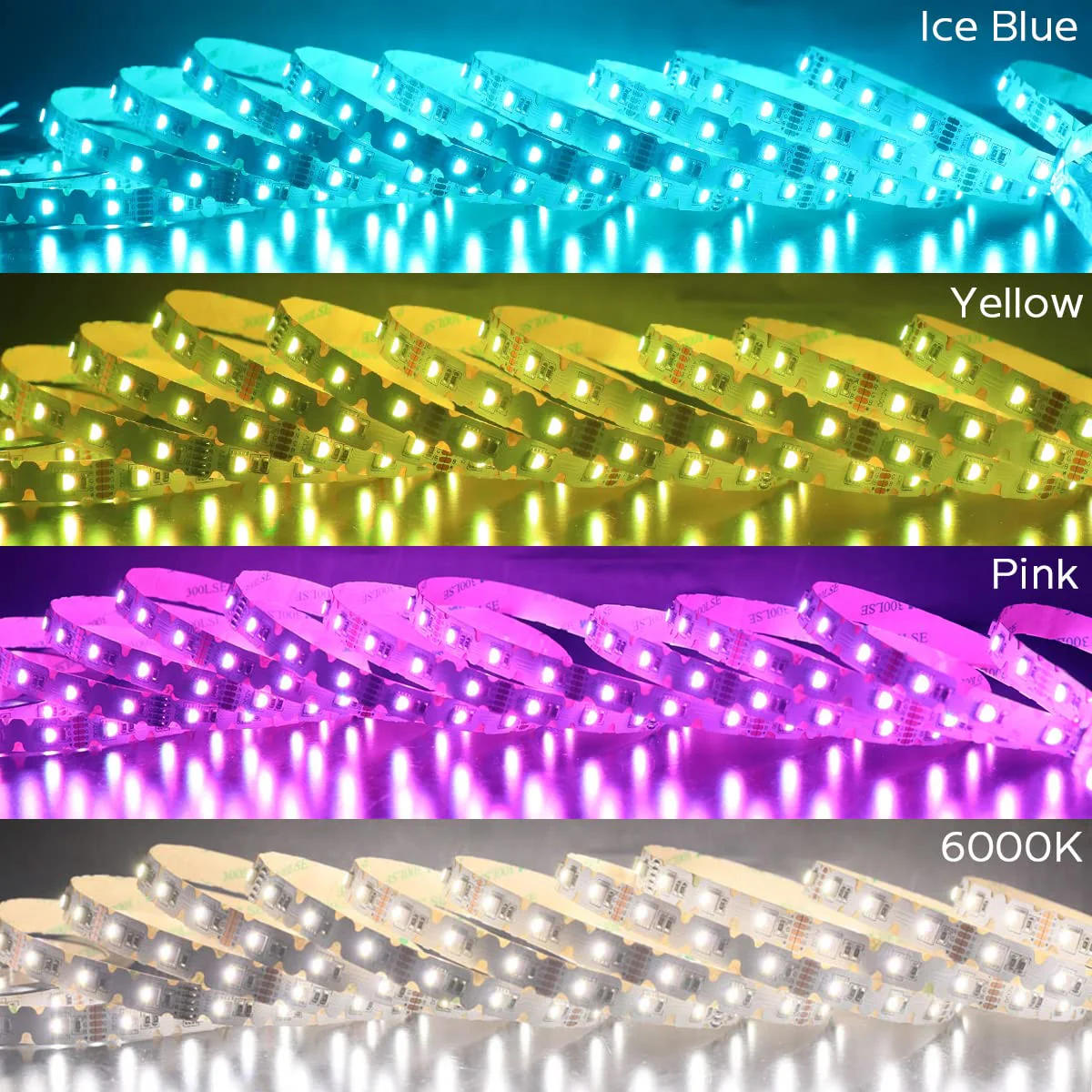 12V 4in1 RGBW LED Strip Lights 360° Bending S Shape RGB+6000K Daylight 16.4ft 240LEDs Dimmable RGBW Color Changing LED Light Strips for DIY Letters Irregular Lighting (RGB+6000K) - Image 6