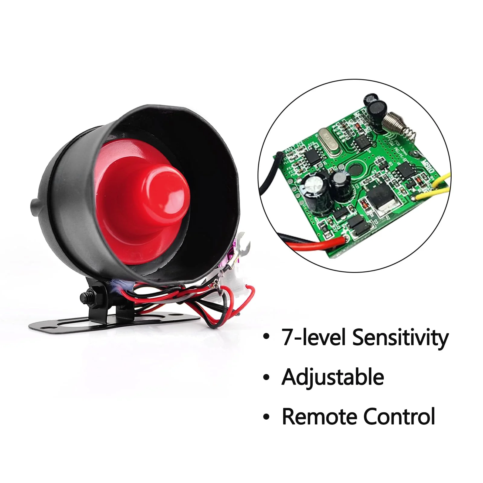 12V Car Alarm System, Anti-Theft Horn Siren with 7-Levels Sensitivity Universal Security Protection System Vehicle Alarm System with Sound - Image 2