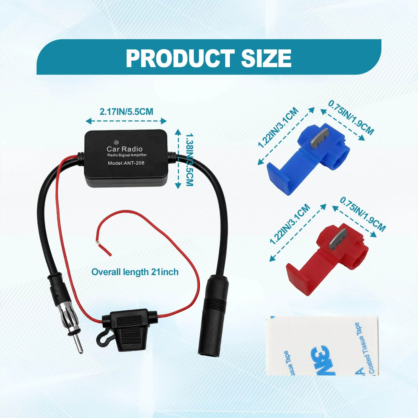 12V Car Antenna Booster 25 db Antenna Signal Reception Amplifier, Amplify Signal & Reduce Noise AM FM for Car Stereo, Audio, Radio, Media, Head Unit Receiver - Image 2