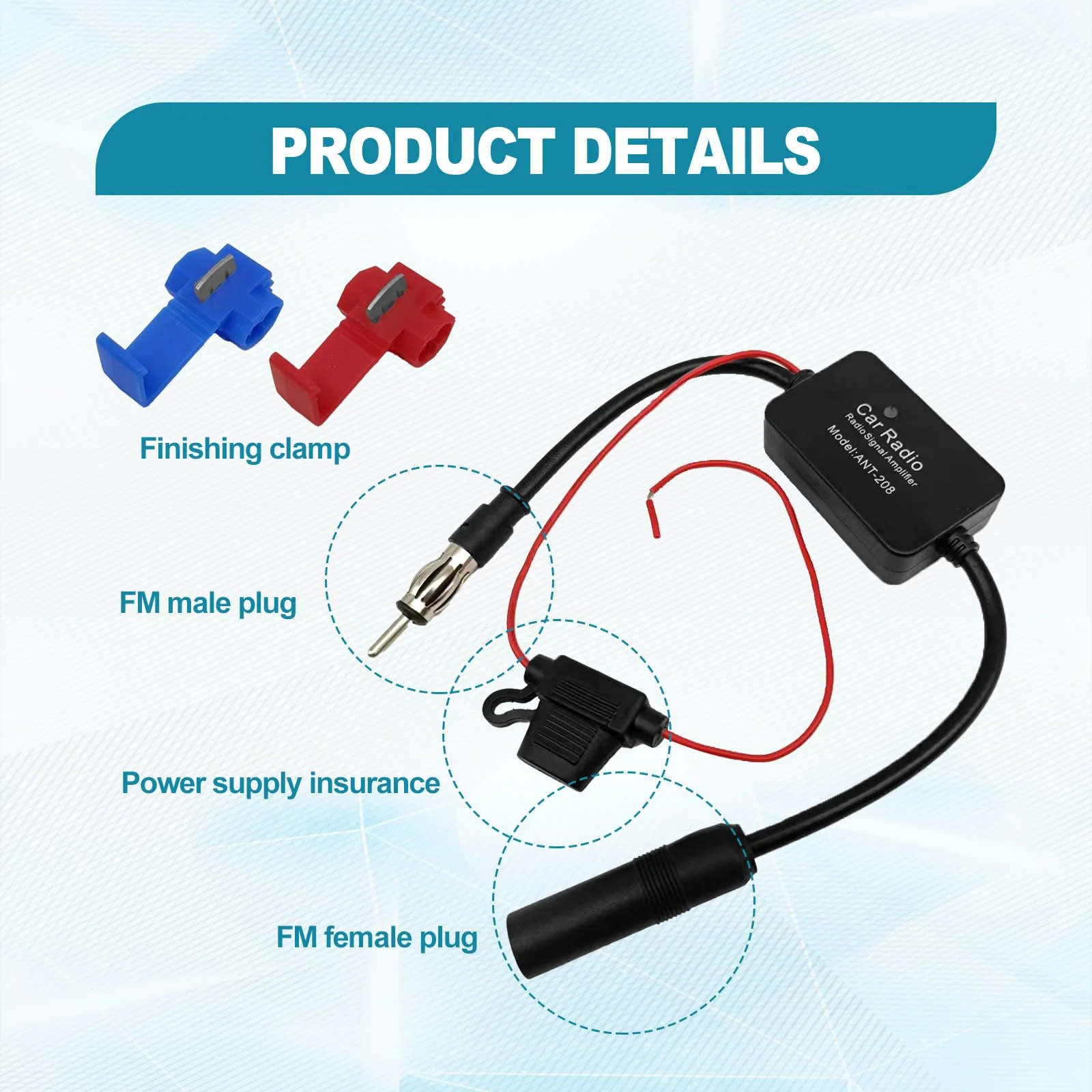 12V Car Antenna Booster 25 db Antenna Signal Reception Amplifier, Amplify Signal & Reduce Noise AM FM for Car Stereo, Audio, Radio, Media, Head Unit Receiver - Image 3