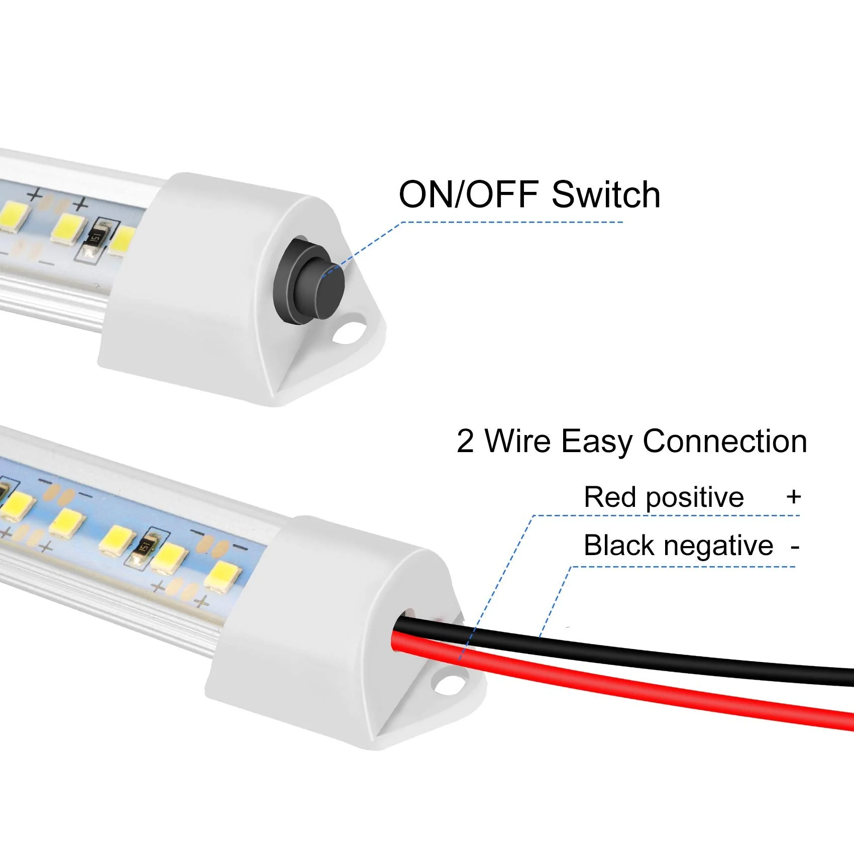 12v LED Interior Light Bar, DC 12 Volt led Strip Lights with Switch and Magnets, 6500K White Light for Enclosed Cargo Trailer Car RV Van Truck Lorry Cabinet Camper Boat Caravan Motorhome 8P 8 P - Image 5