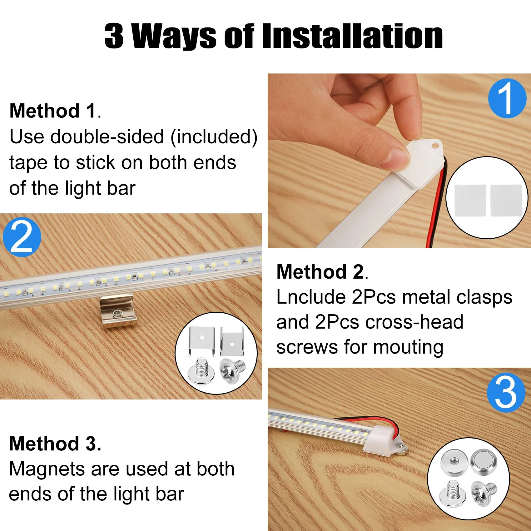 12v LED Interior Light Bar, DC 12 Volt led Strip Lights with Switch and Magnets, 6500K White Light for Enclosed Cargo Trailer Car RV Van Truck Lorry Cabinet Camper Boat Caravan Motorhome 8P 8 P - Image 7