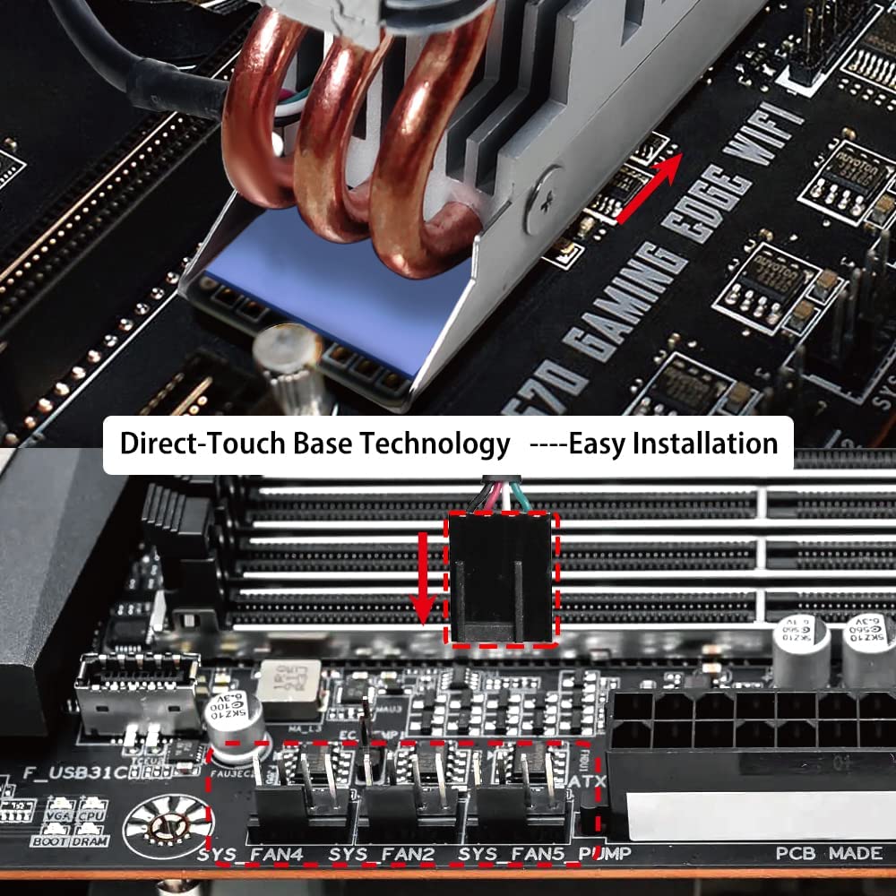12V M.2 2280 SSD Heatsink with 40mm PWM Cooling Fan, Copper Heat Pipes and Thermal Pad, SSD Cooler for M.2 2280 NVMe & SATA SSD Only - Image 6