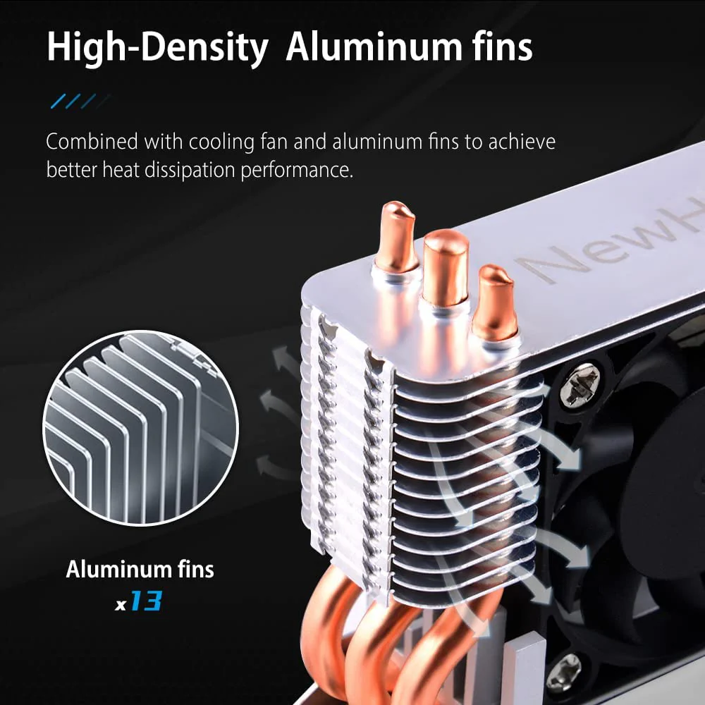 12V M.2 2280 SSD Heatsink with 40mm PWM Cooling Fan, Copper Heat Pipes and Thermal Pad, SSD Cooler for M.2 2280 NVMe & SATA SSD Only - Image 8