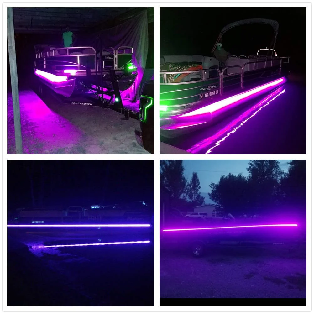 12V Marine Boat Ultra Violet UV Black Light LED Lights Strip, Night Fishing Lights, 5050 LED IP67 Waterproof UV Led Strip for Fishing Pontoon Kayak Yacht Sailboat (4 Pcs 20'') - Image 5