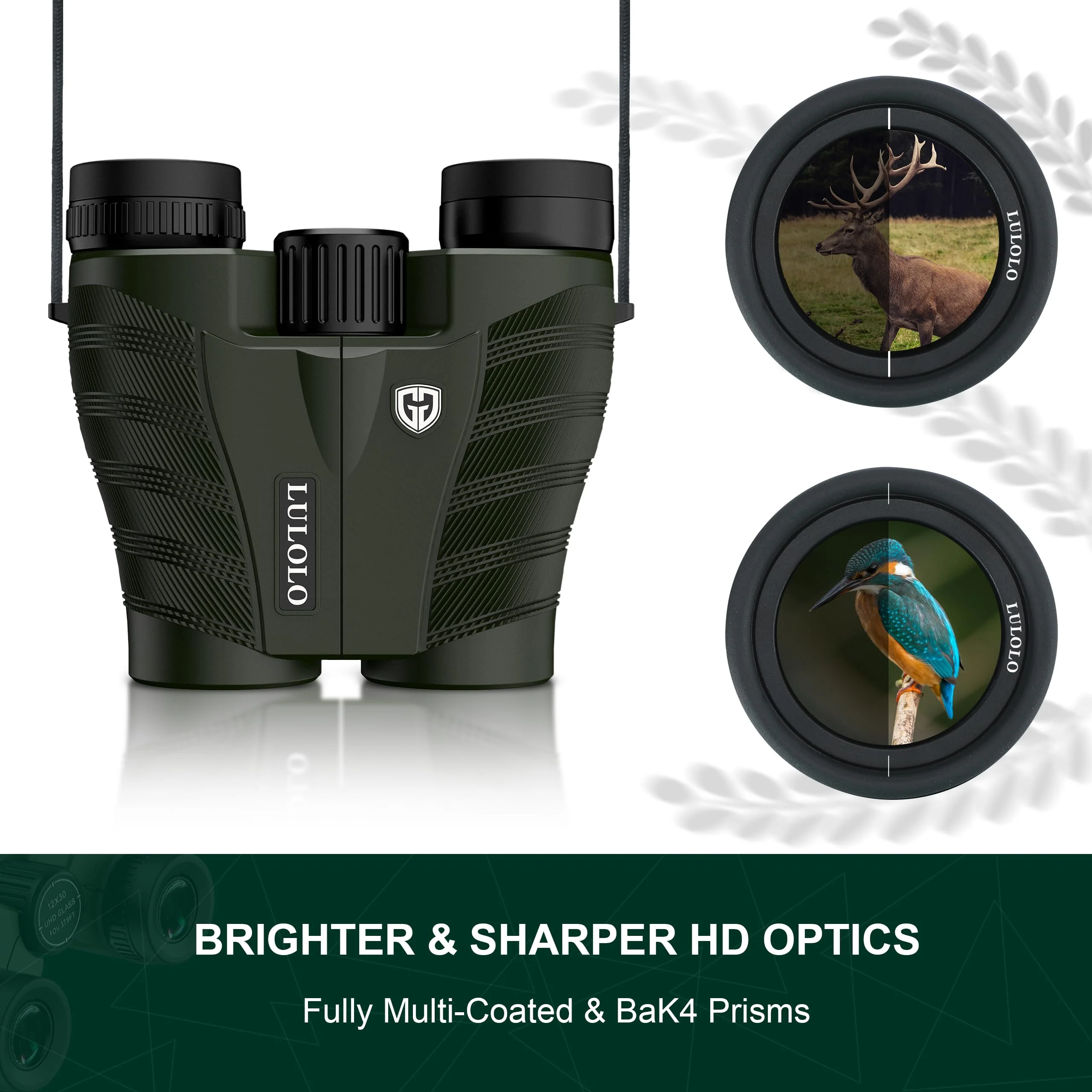 12x30 Compact HD Binoculars for Adults and Kids High Powered - Large View Binoculars with Clear Low Light Vision - Super Bright Lightweight & Waterproof Binoculars for Bird Watching Travel Hunting - Image 2