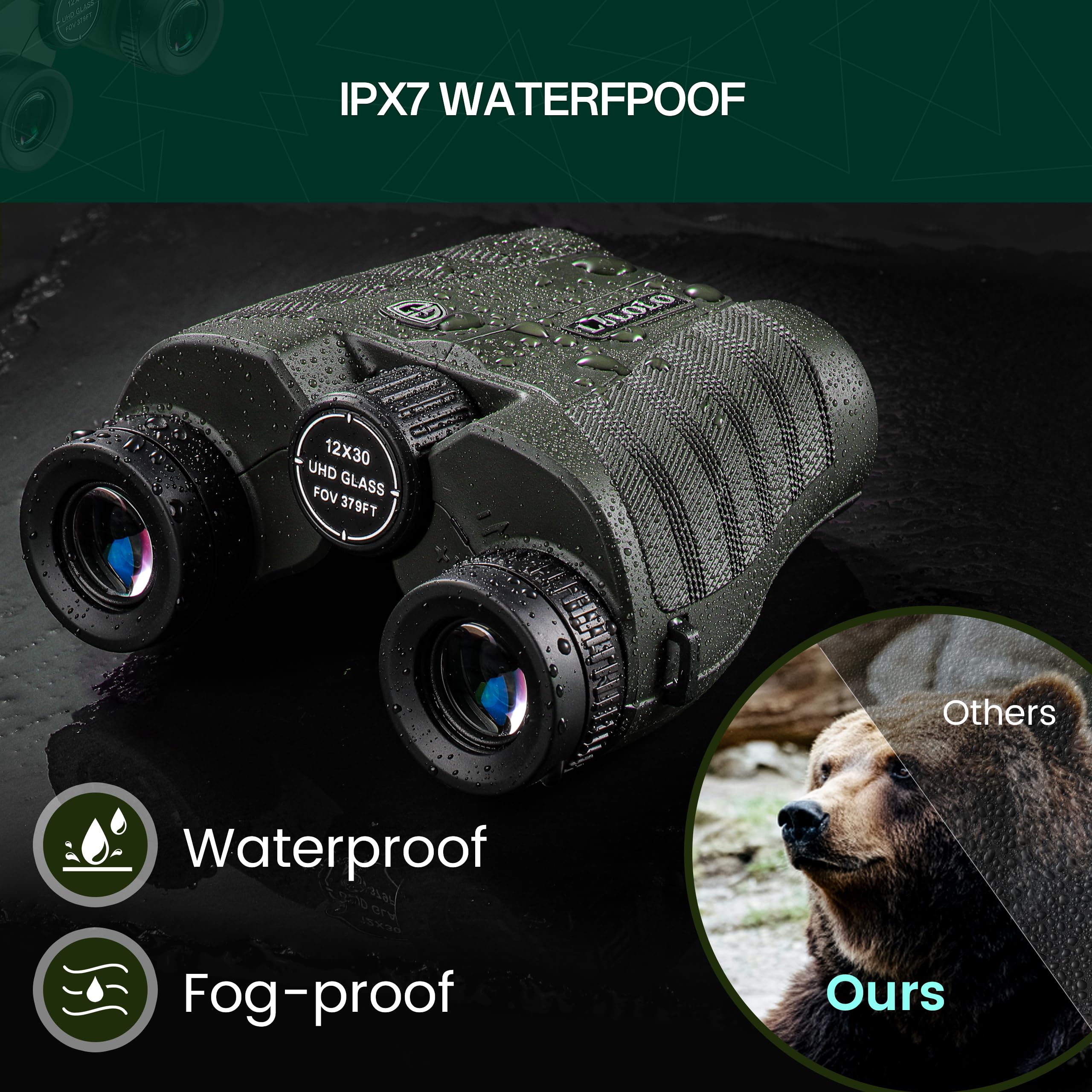 12x30 Compact HD Binoculars for Adults and Kids High Powered - Large View Binoculars with Clear Low Light Vision - Super Bright Lightweight & Waterproof Binoculars for Bird Watching Travel Hunting - Image 6