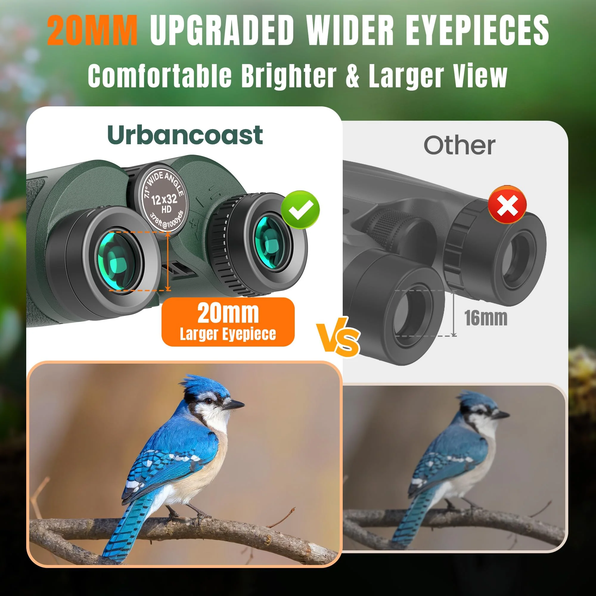 12x32 Compact Binoculars for Adults - High Powered Lightweight Small Binoculars with Large View - Super Bright Waterproof Binocular for Bird Watching Travel Cruise Ship Hiking Sports Concert Dark Green - Image 2
