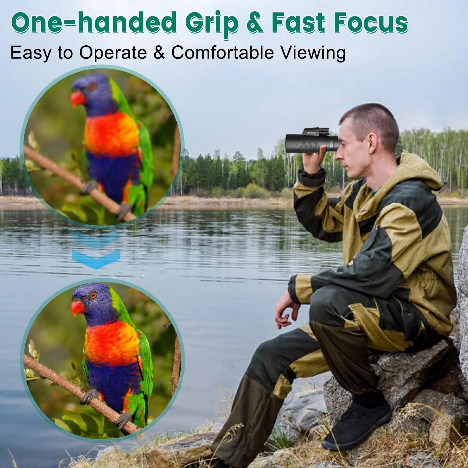 12x50 Monoculars for Adults High Powered, Monocular Compact with BAK4 Prism and FMC Lens, Clear Field of View, Monocular Telescope for Smartphone, Lightweight Monocular for Birdwatching Sports Travel - Image 3