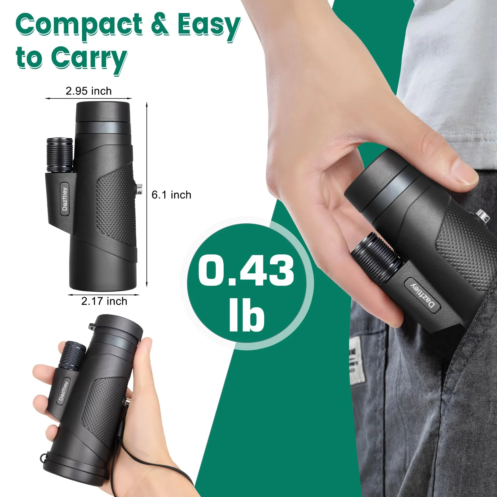 12x50 Monoculars for Adults High Powered, Monocular Compact with BAK4 Prism and FMC Lens, Clear Field of View, Monocular Telescope for Smartphone, Lightweight Monocular for Birdwatching Sports Travel - Image 5