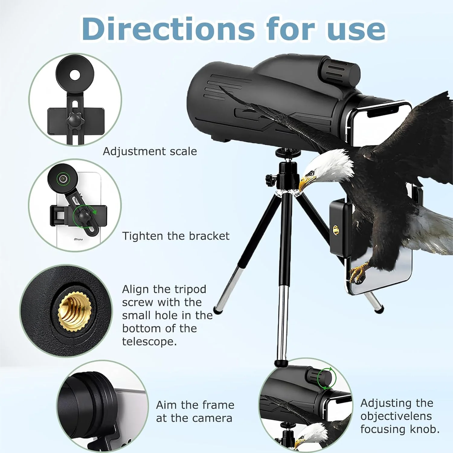 12X55 Monocular Telescope for Adults High Powered,Star Cosmic Scope Space Monocular Compact Telescope,Mini Handheld Zoom Monoculars Telescope for Phone for Hunting,Bird Watching,Star Gazing,Travel - Image 6