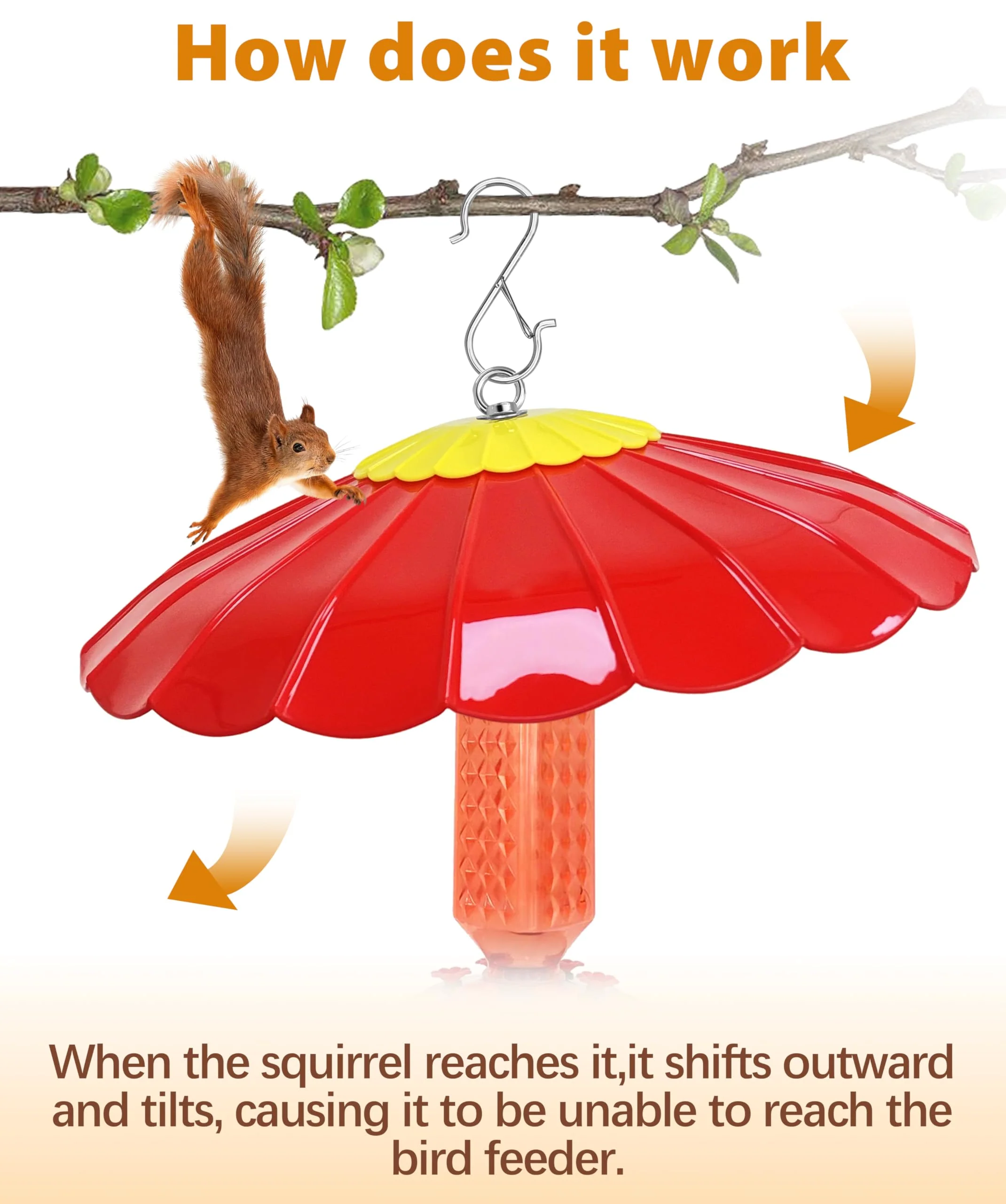 13.5-Inch Hummingbird Feeder Shade Dome Cover,Bird Feeder Rain Cover & Squirrel Shield, Weather Guard with Hanging Bird Feeders,Squirrel Proof for Shepherd's Hook Outdoors(Red) 2 Pack 13'' / 2PCS Red - Image 5