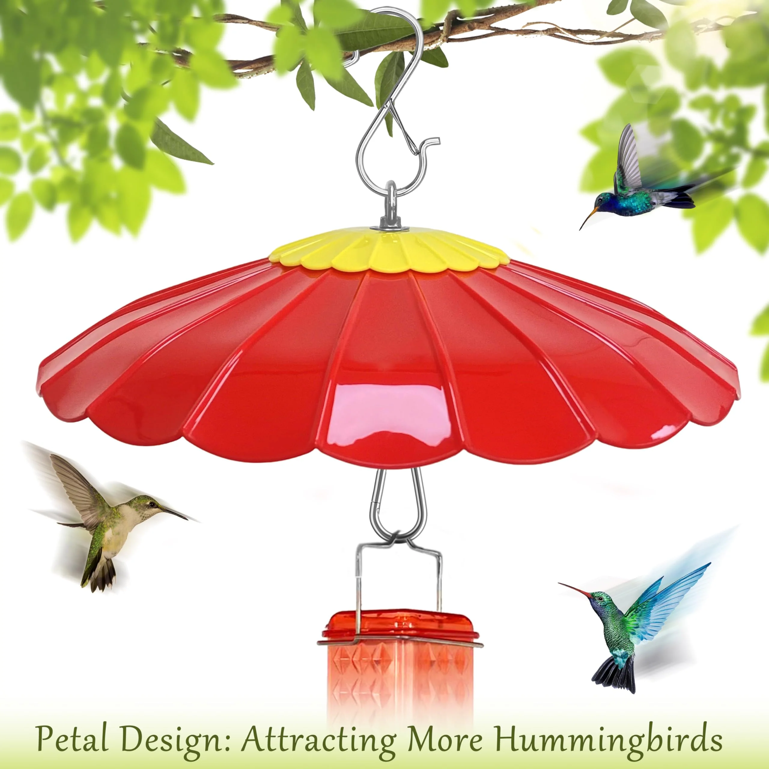 13.5-Inch Hummingbird Feeder Shade Dome Cover,Bird Feeder Rain Cover & Squirrel Shield, Weather Guard with Hanging Bird Feeders,Squirrel Proof for Shepherd's Hook Outdoors(Red) 2 Pack 13'' / 2PCS Red - Image 7