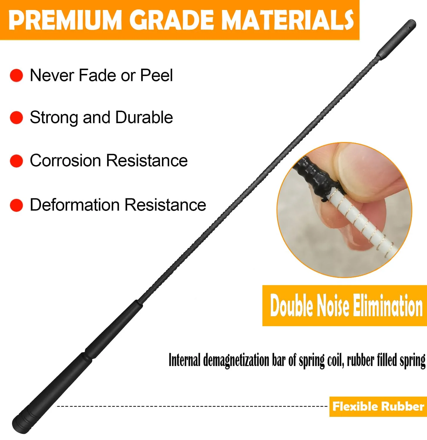 13 Inch Replacement Antenna Mast for RAM ProMaster 1500 2500 3500 (2014-2024), RAM ProMaster City (2015-2022), RAM ProMaster Flexible Rubber Antenna, Black - Image 6