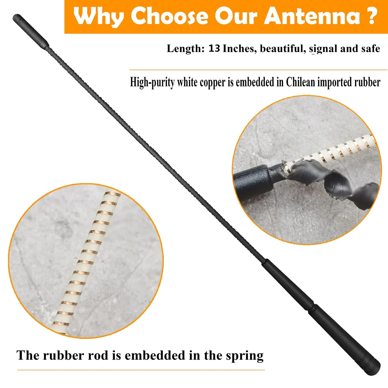 13 Inch Replacement Antenna Mast for Toyota Tundra (2000-2019), Tacoma (1995-2015), FJ Cruiser (2006-2014), Black, Radio, GPS, Vehicle-Audio-Video-Antennas - Image 2