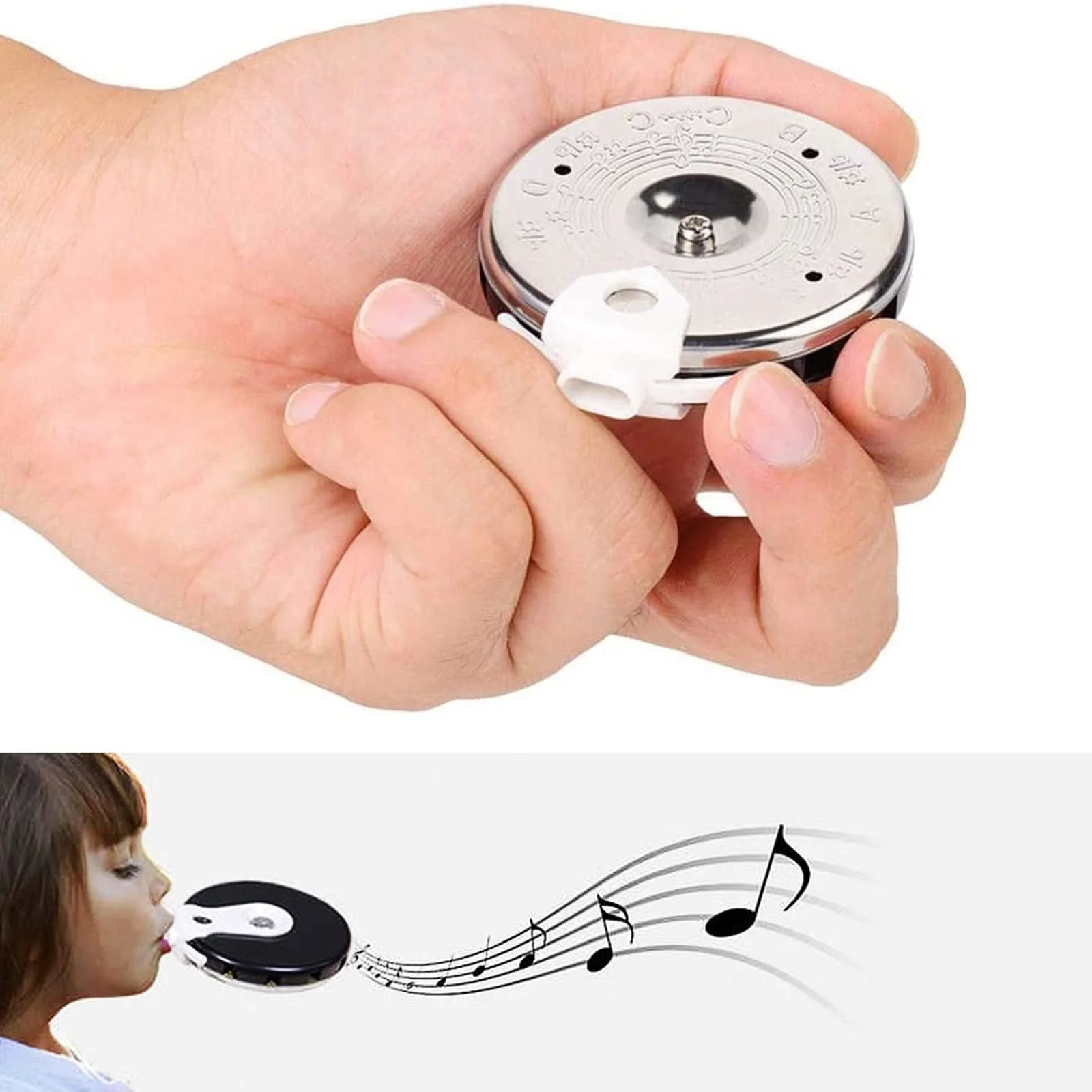 13 Tones Pitch Pipe Tuner C-C Note Selector Electric Guitar Tuner C-C Music Notes Instrument Tuning Device Easy to Use, Diameter 6.5cm, As Show - Image 2