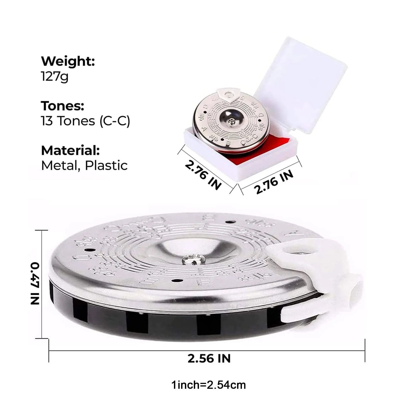 13 Tones Pitch Pipe Tuner C-C Note Selector Electric Guitar Tuner C-C Music Notes Instrument Tuning Device Easy to Use, Diameter 6.5cm, As Show - Image 4