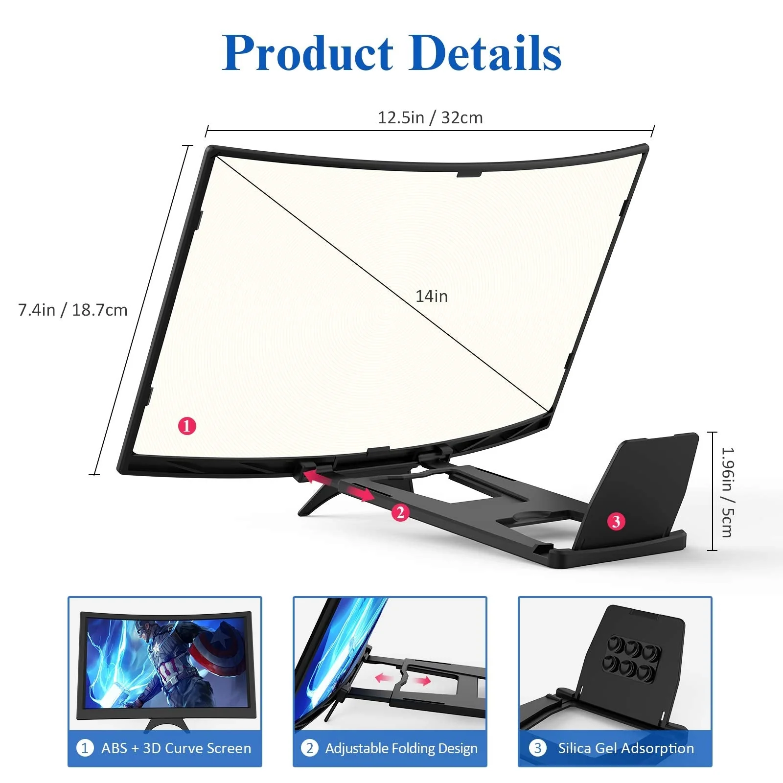 14" Curved Screen Magnifier for Cell Phone -3D HD Magnifing Projector Screen Enlarger for Movies, Videos, and Gaming – Foldable Phone Stand Holder with Screen Amplifier–Compatible with All Smartphones - Image 5