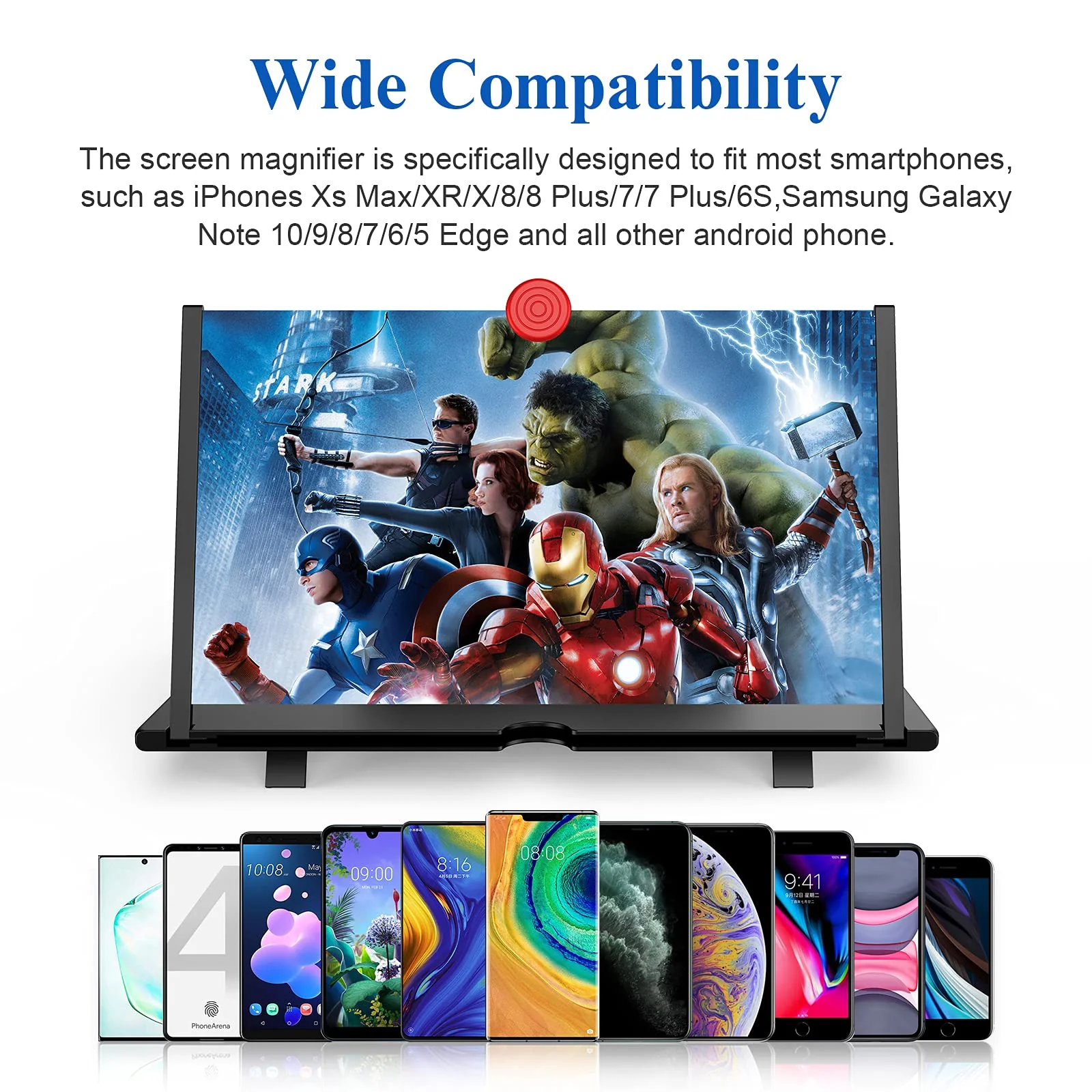 14" Screen Magnifier –3D HD Mobile Phone Magnifier Projector Screen Enlarger for Movies, Videos, and Gaming–Foldable Cell Phone Stand with Screen Amplifier–Supports All Smartphones (Black, 14inch) Black - Image 3