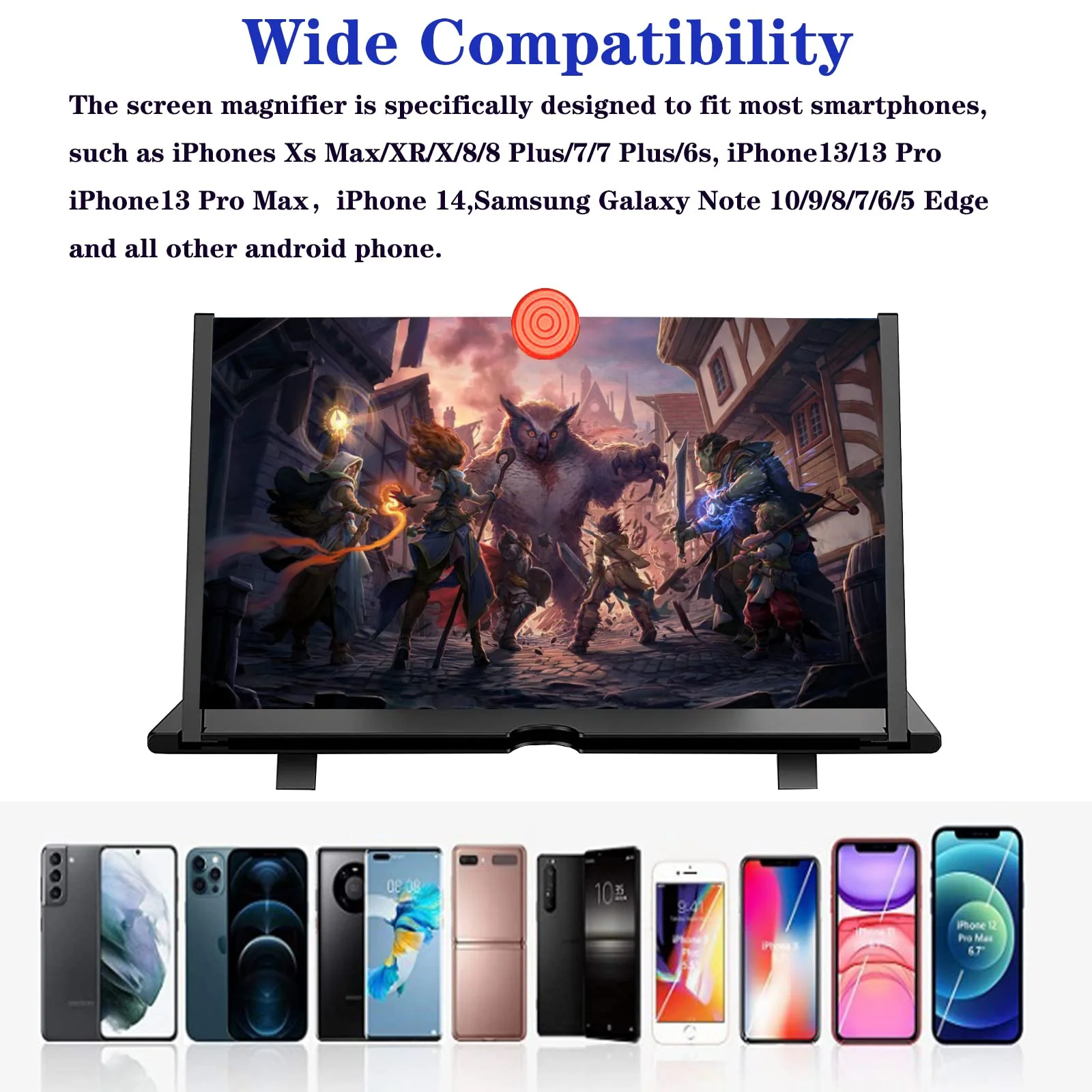 14" Screen Magnifier for Cell Phone - Mobile Phone 3D HD Magnifying Projector Screen Enlarger for Movies, Videos and Gaming – Foldable Phone Stand with Screen Amplifier–Compatible with All Phones Bkack-14inch - Image 3