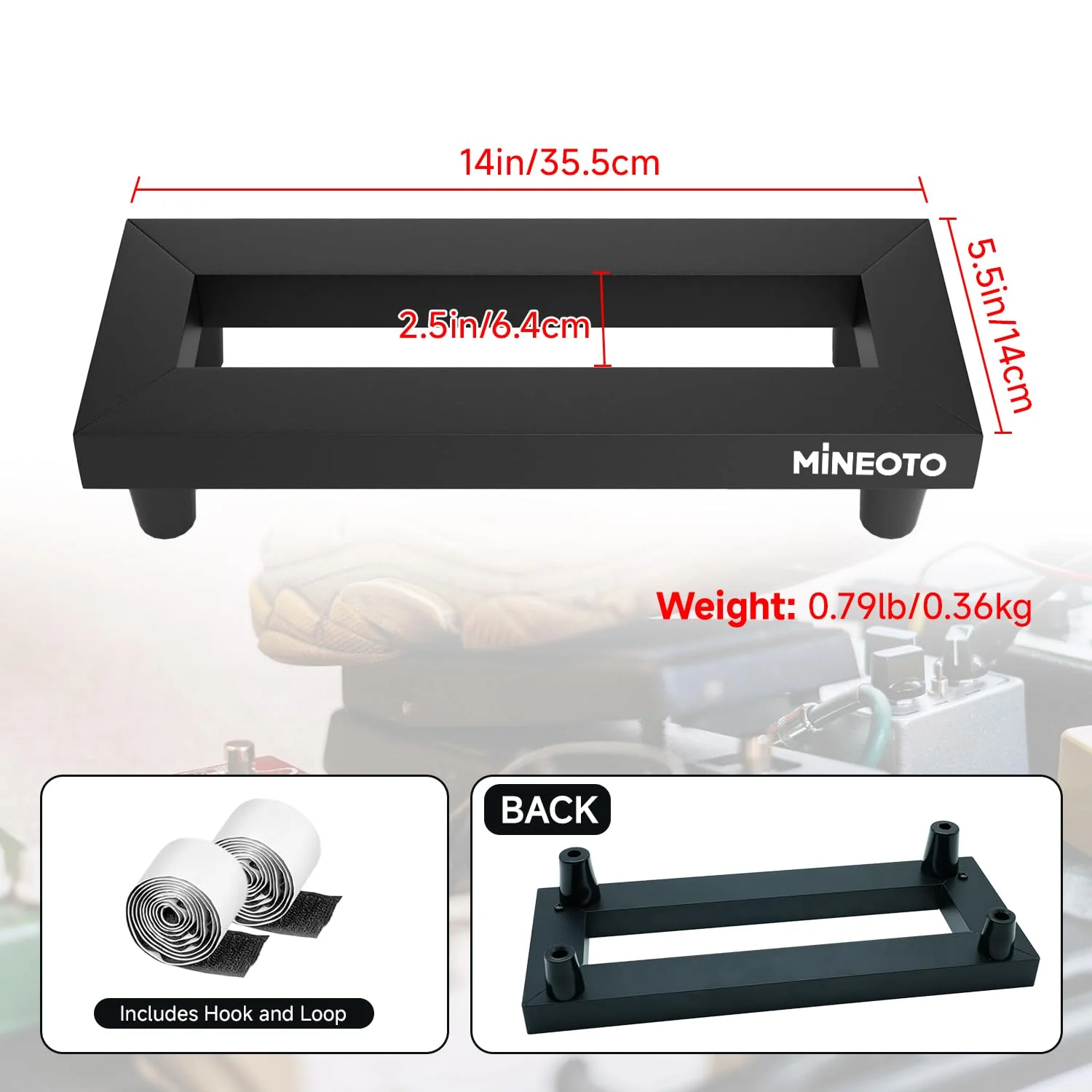 14'' x 5.5'' Aluminum Alloy Guitar Pedal Board 0.8lb Super Light Mini Effect Pedalboard with Carry Bag mini(14"x5.5") - Image 2