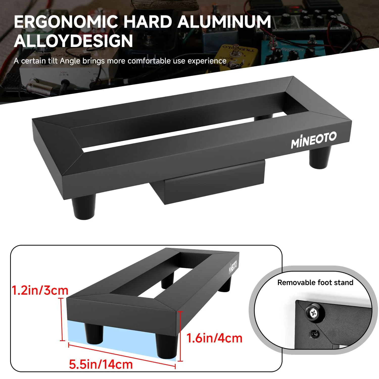 14'' x 5.5'' Aluminum Alloy Guitar Pedal Board 0.8lb Super Light Mini Effect Pedalboard with Carry Bag mini(14"x5.5") - Image 3