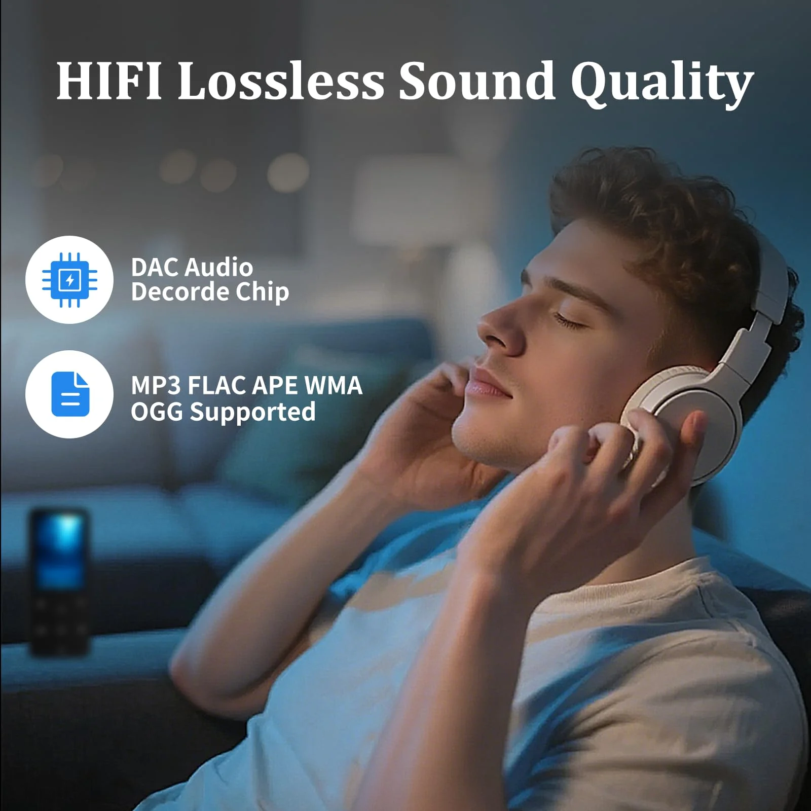 144GB MP3 Player, Bluetooth 5.2 Music Player, HiFi Sound Digital Music, Built-in HD Speaker, FM Radio, Voice Recorder, Earphones Included, MP3 Player for Friends, Kids, Students, Seniors (Black) Black - Image 2